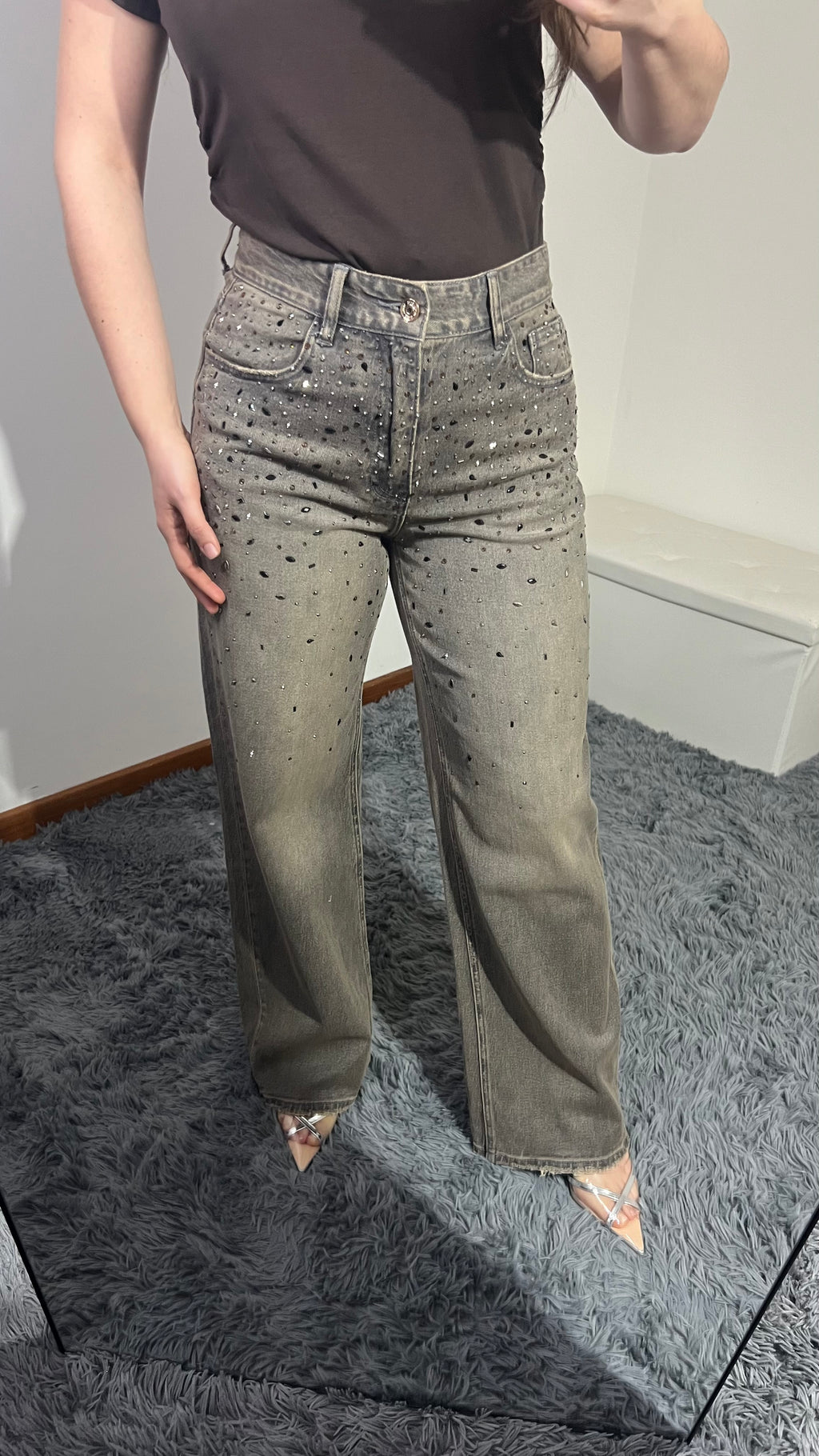 Jeans Soraya marrone sfumato gioiello