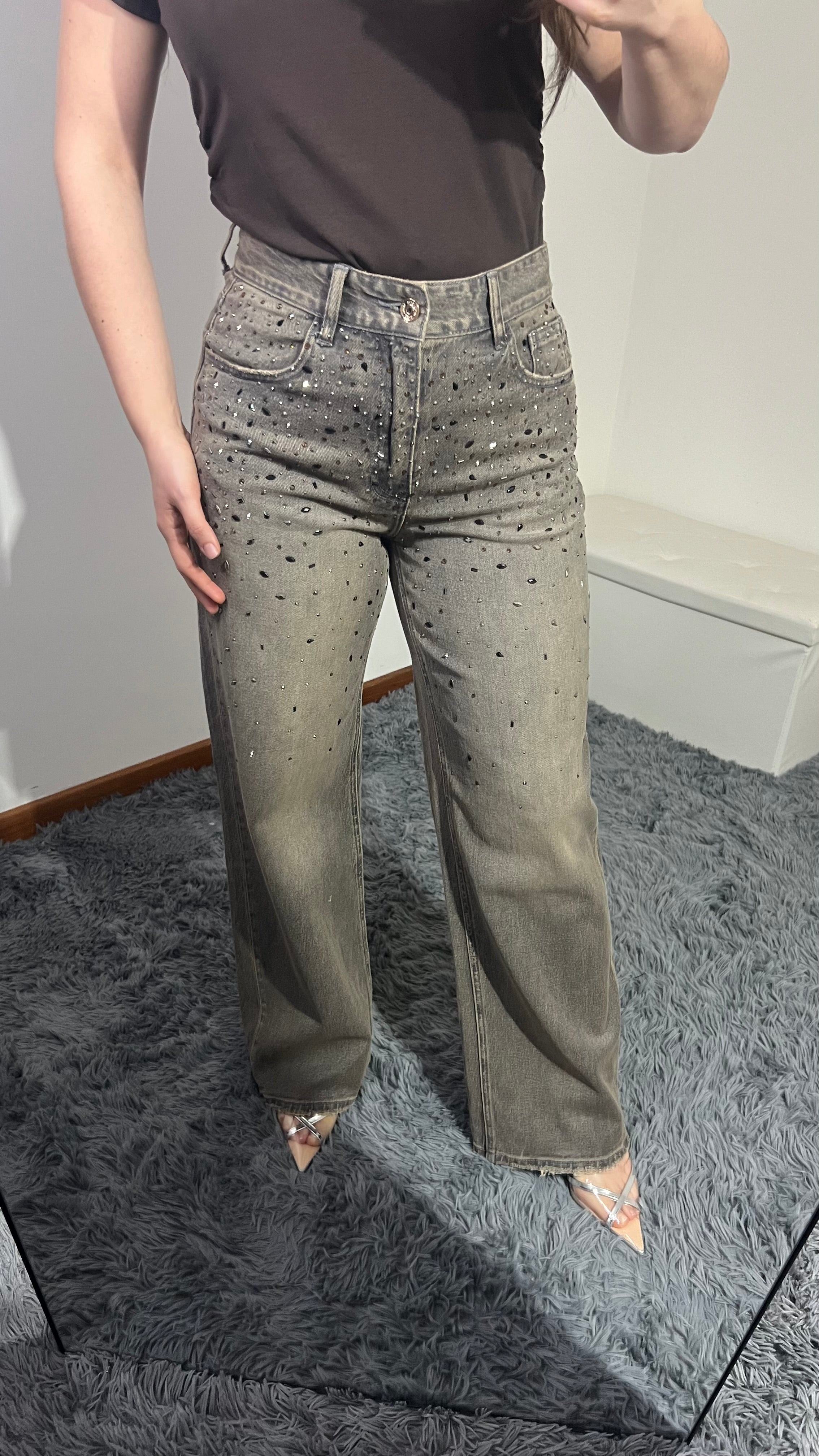 Jeans Soraya marrone sfumato gioiello