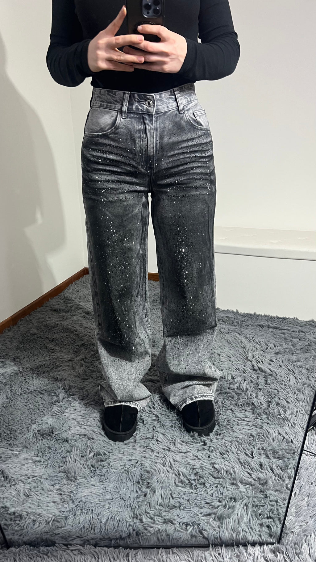 Jeans grey strass