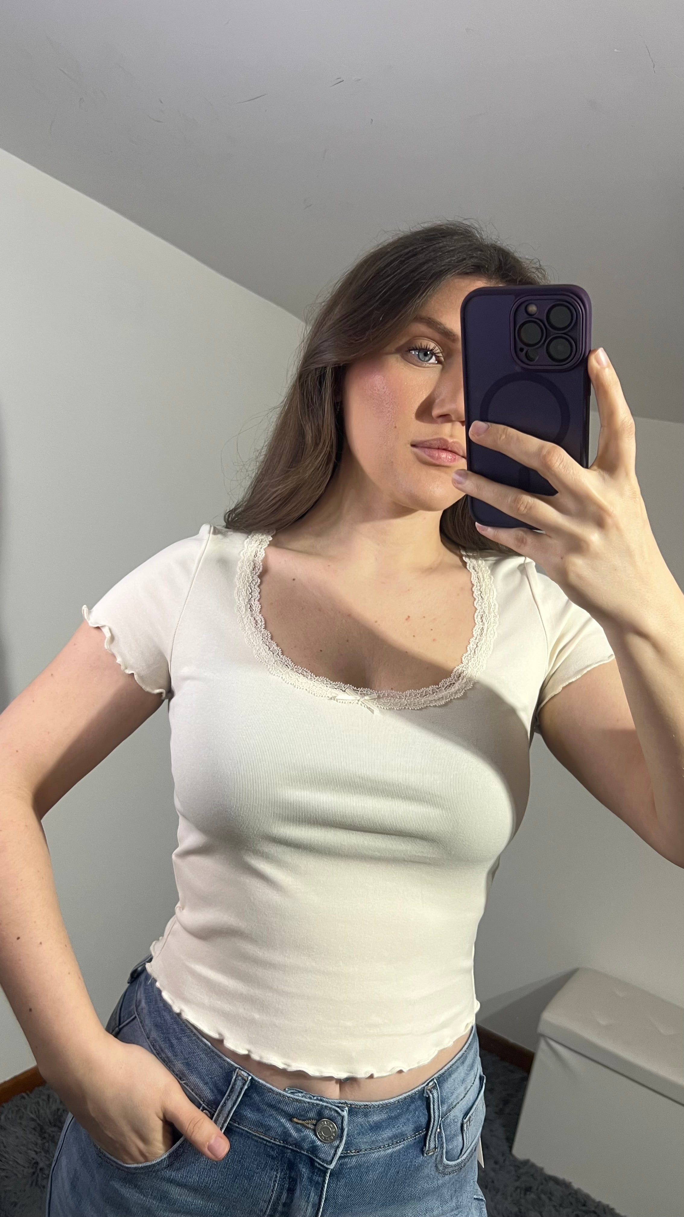 Maglia crop fiocchetto