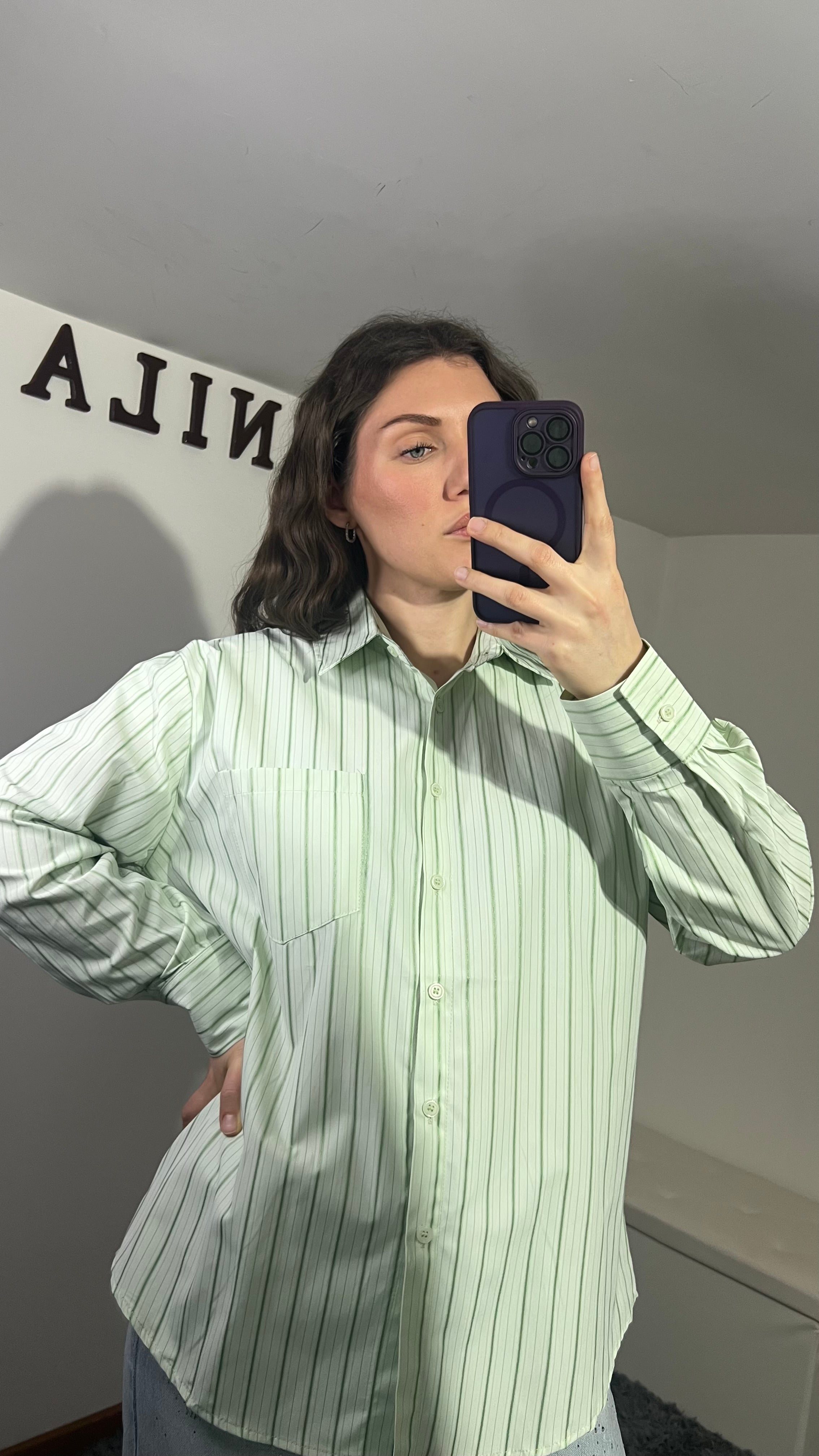 Camicia a righe verde