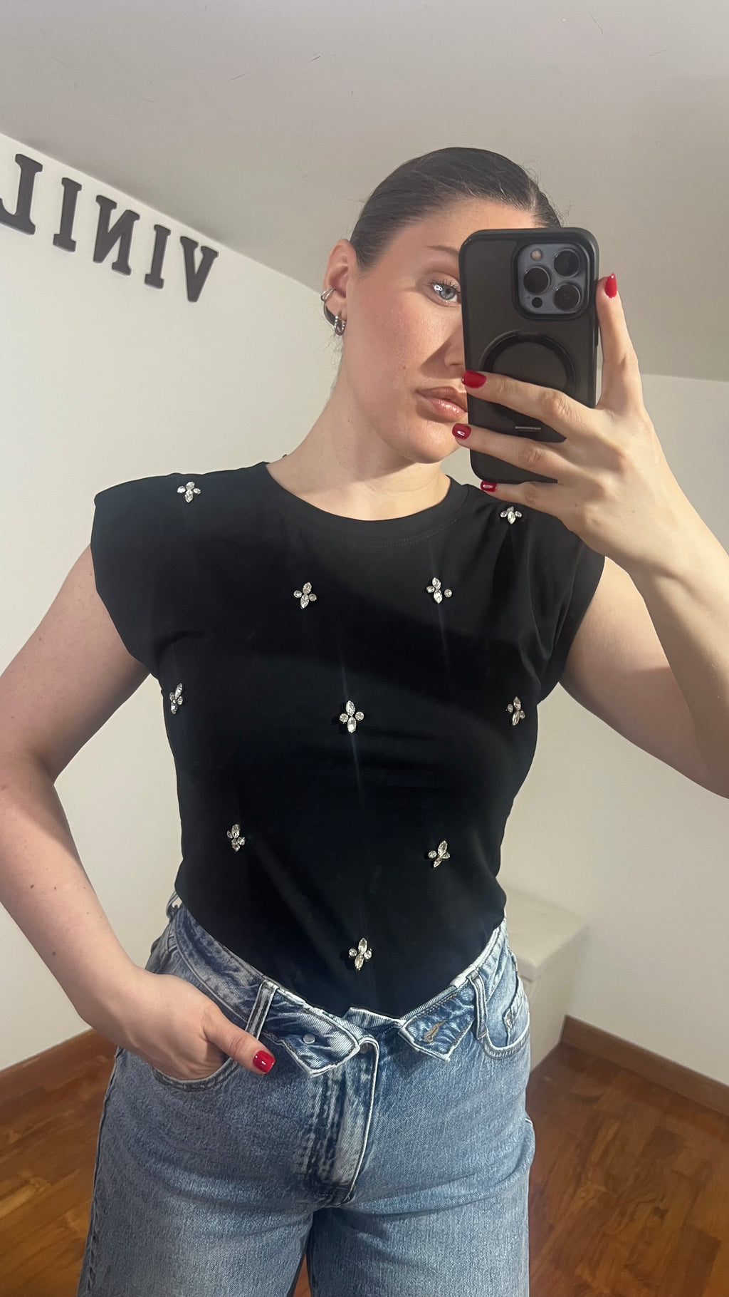 MAGLIA DIAMANTI CON SPALLINA