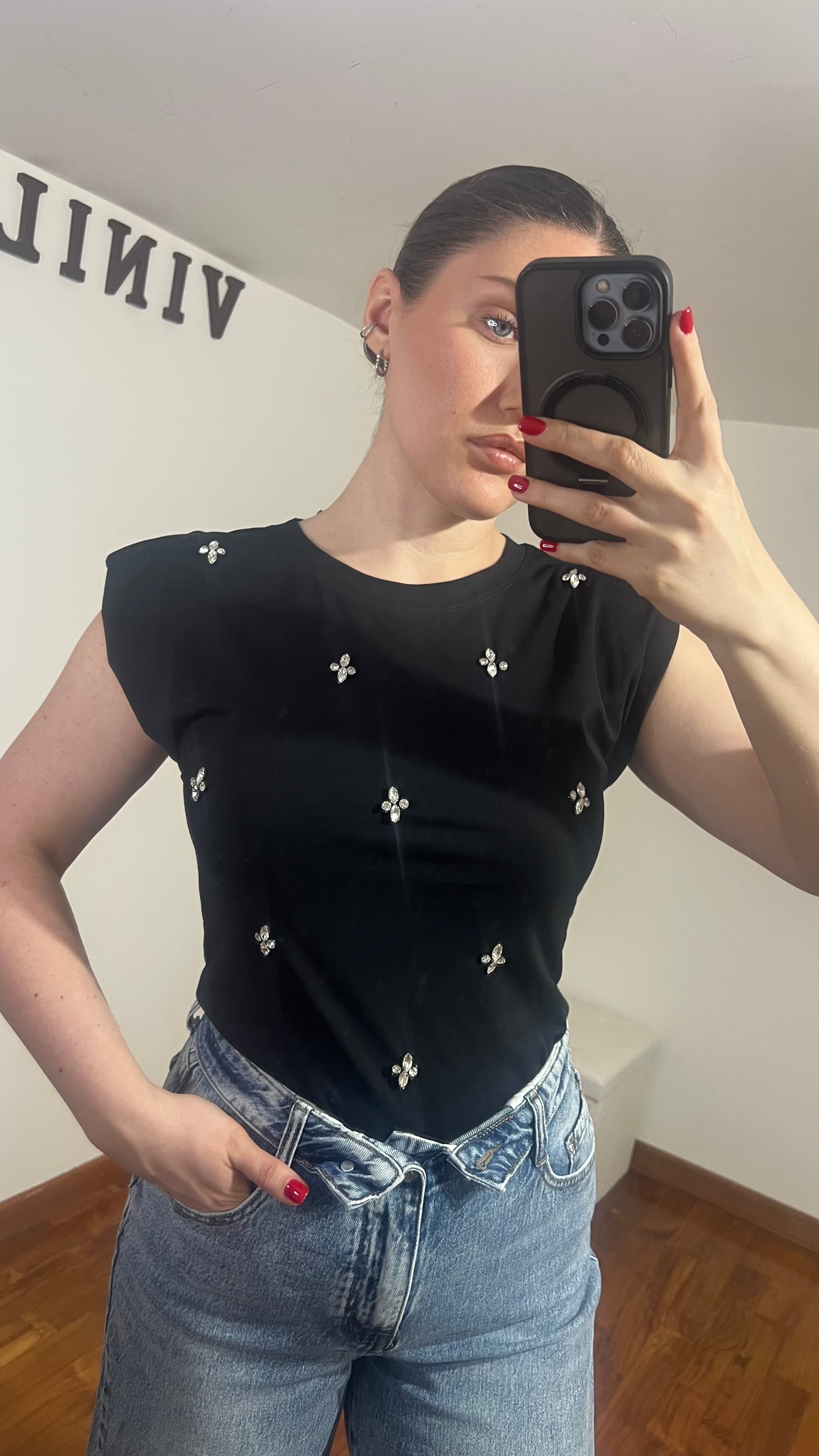 MAGLIA DIAMANTI CON SPALLINA