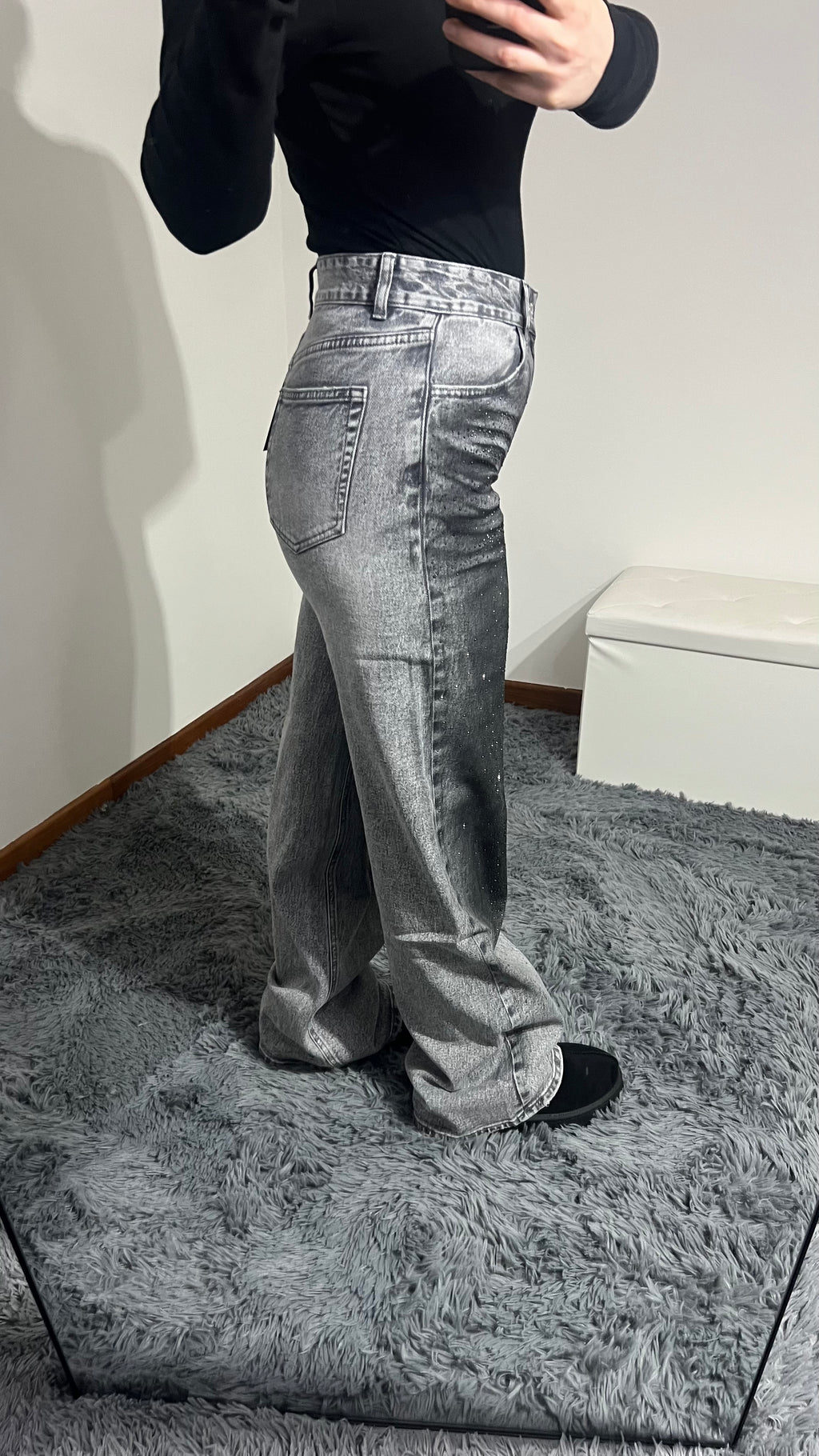 Jeans grey strass