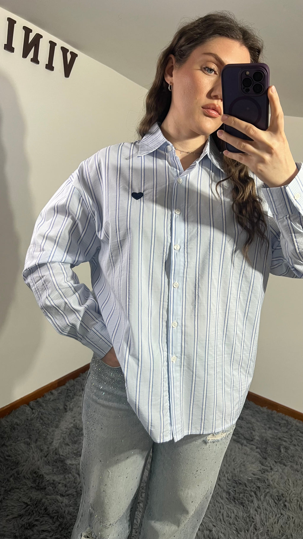 Camicia a Righe con Cuore vari colori