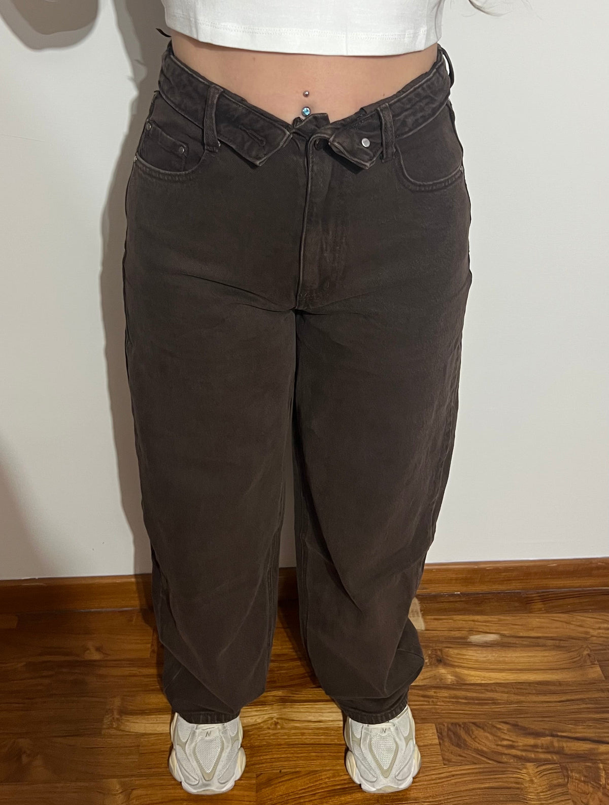 Jeans marrone risvolto