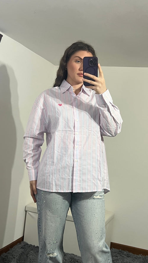 Camicia a Righe con Cuore vari colori