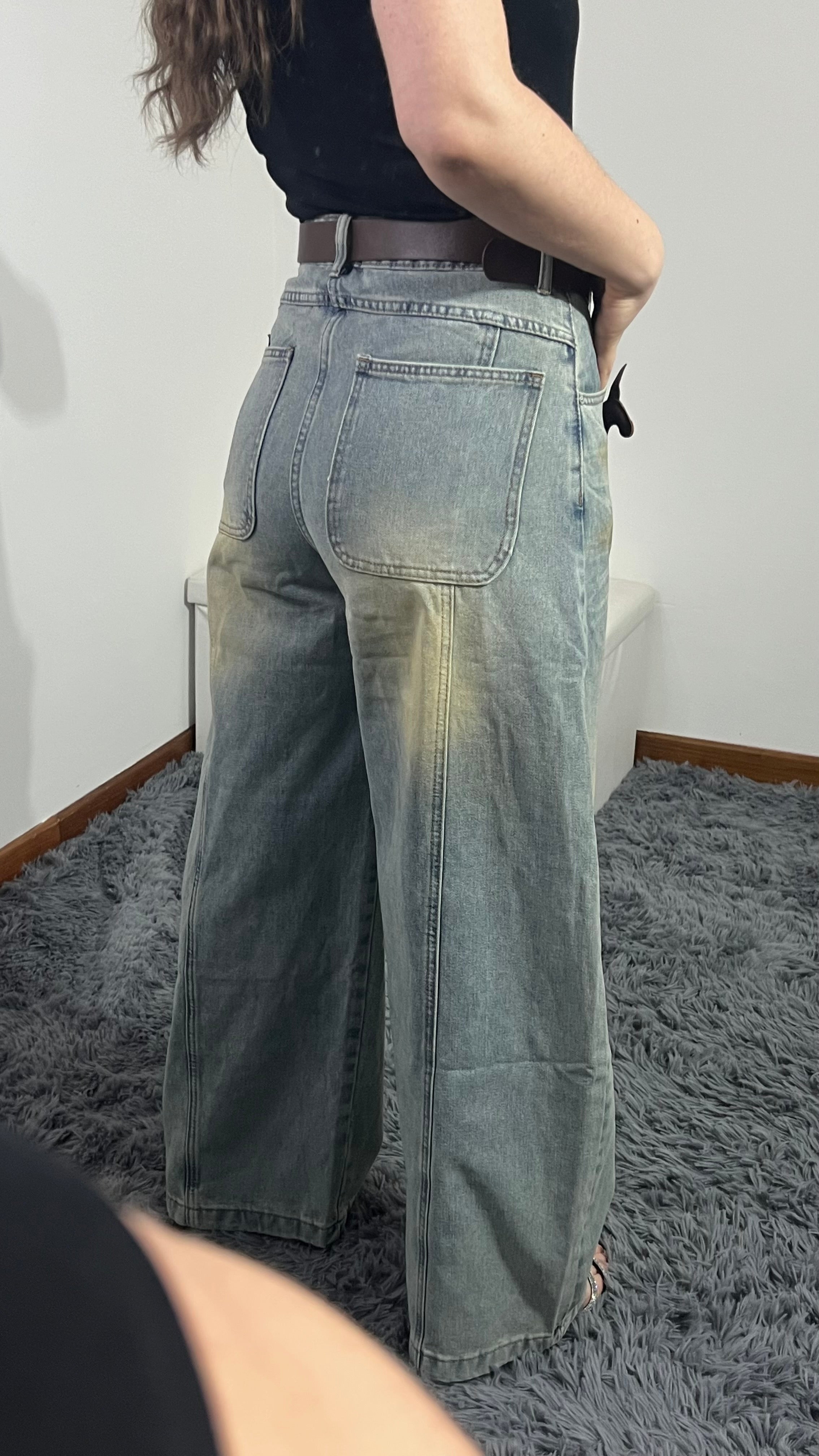 Jeans Bassotto Wide Leg con cintura