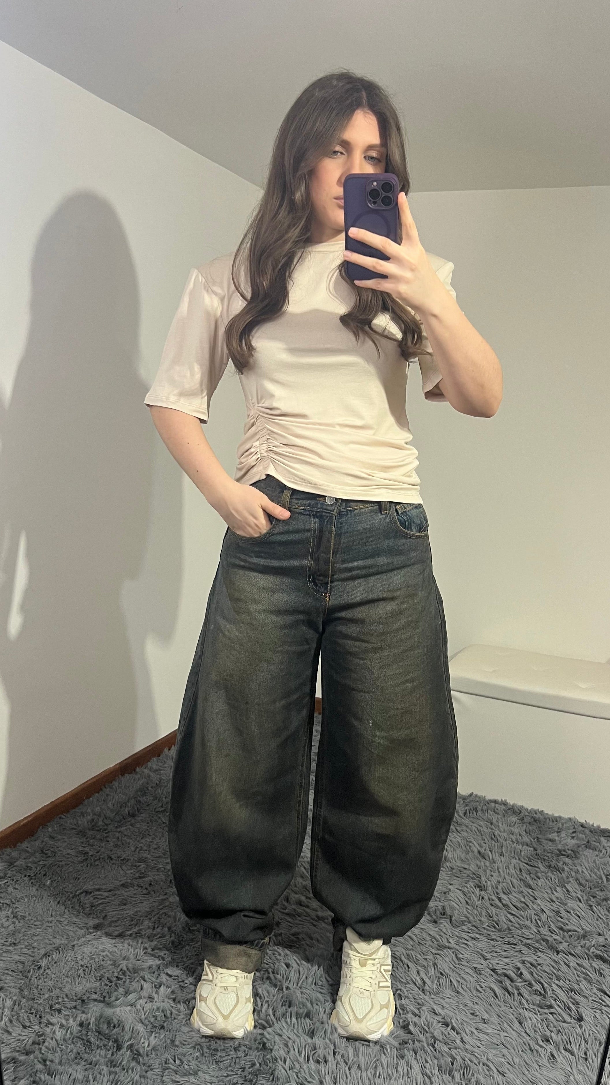 Jeans Megan balloon con pieghe