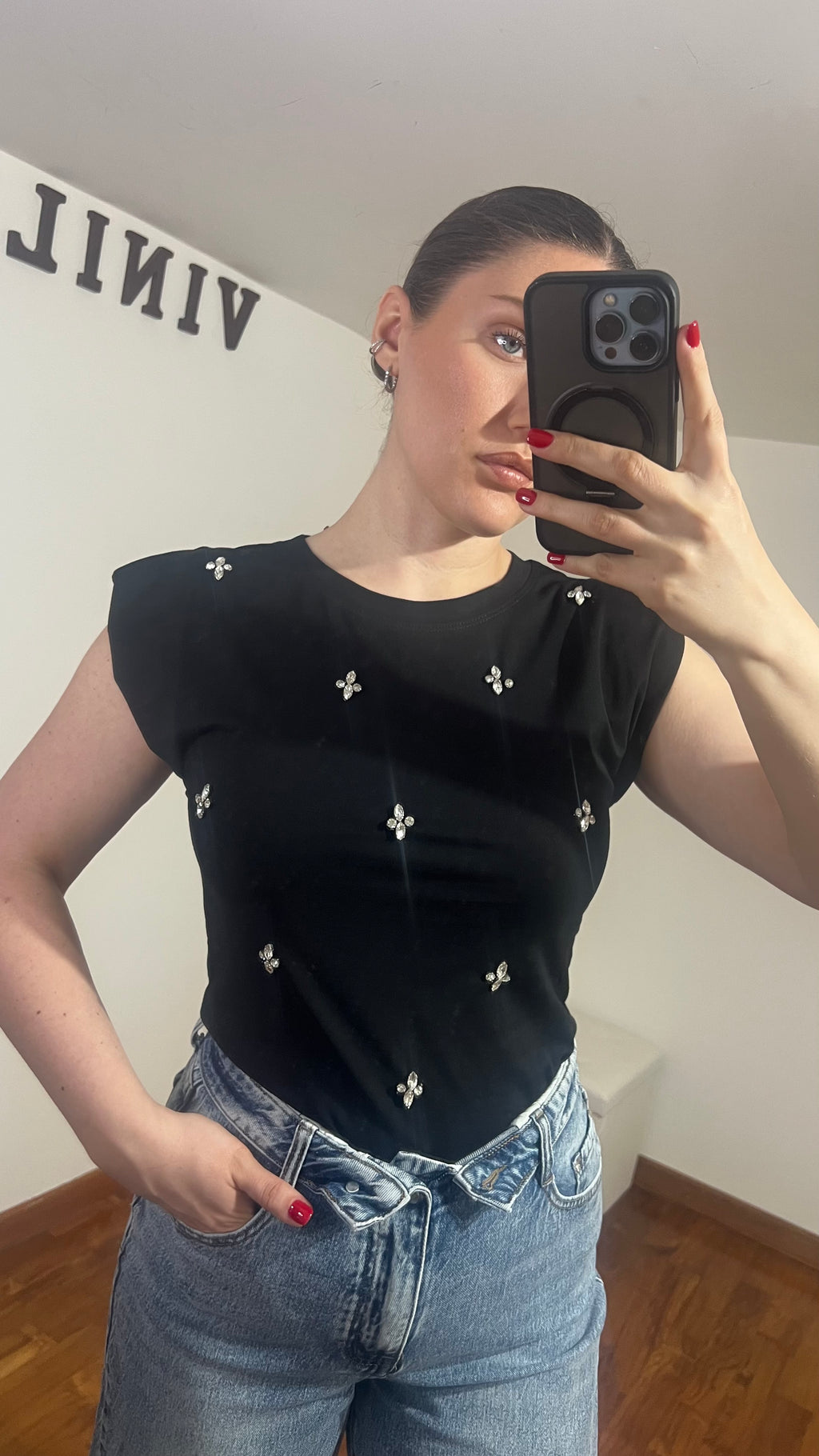MAGLIA DIAMANTI CON SPALLINA