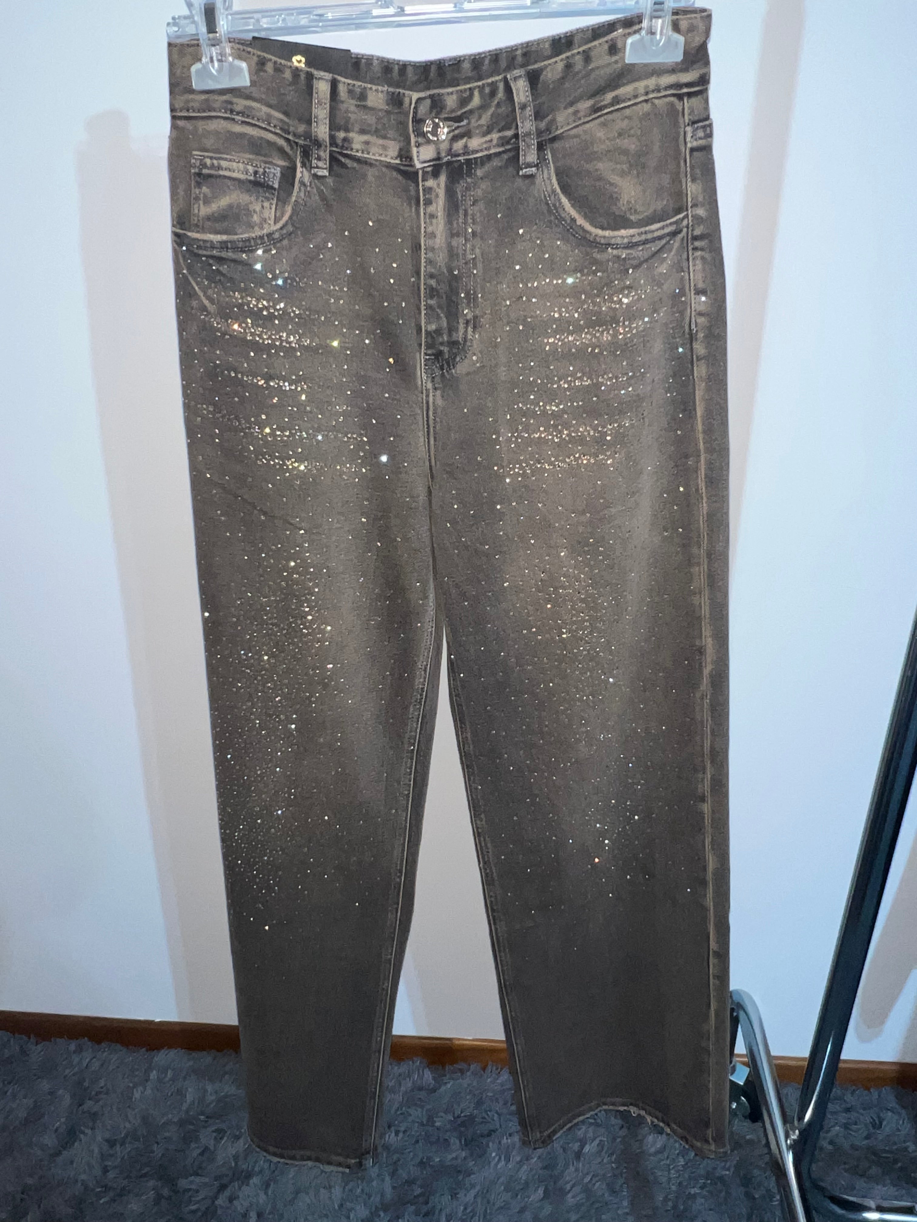 Jeans sfumato strass