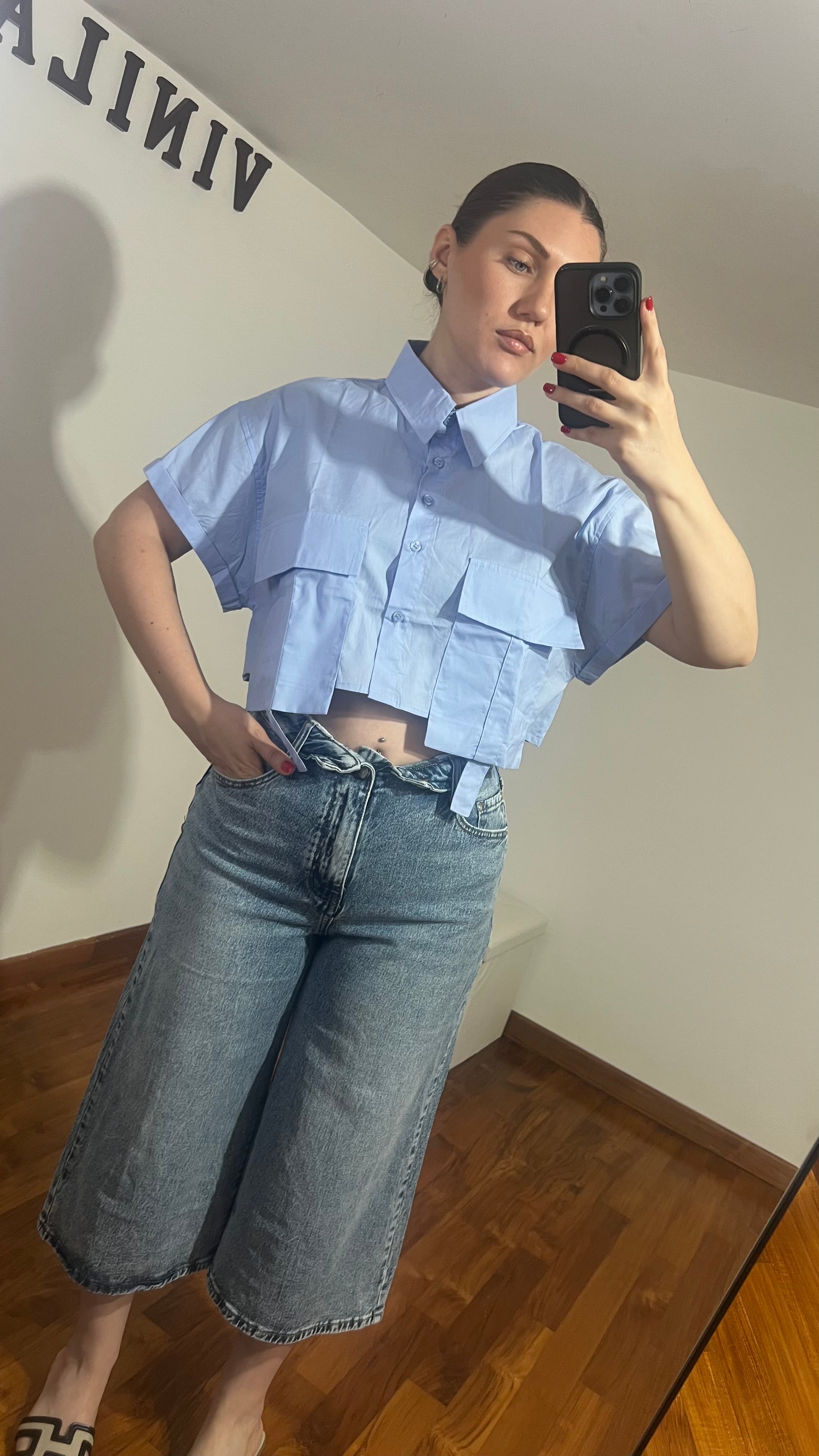 CAMICIA CROP MEZZA MANICA