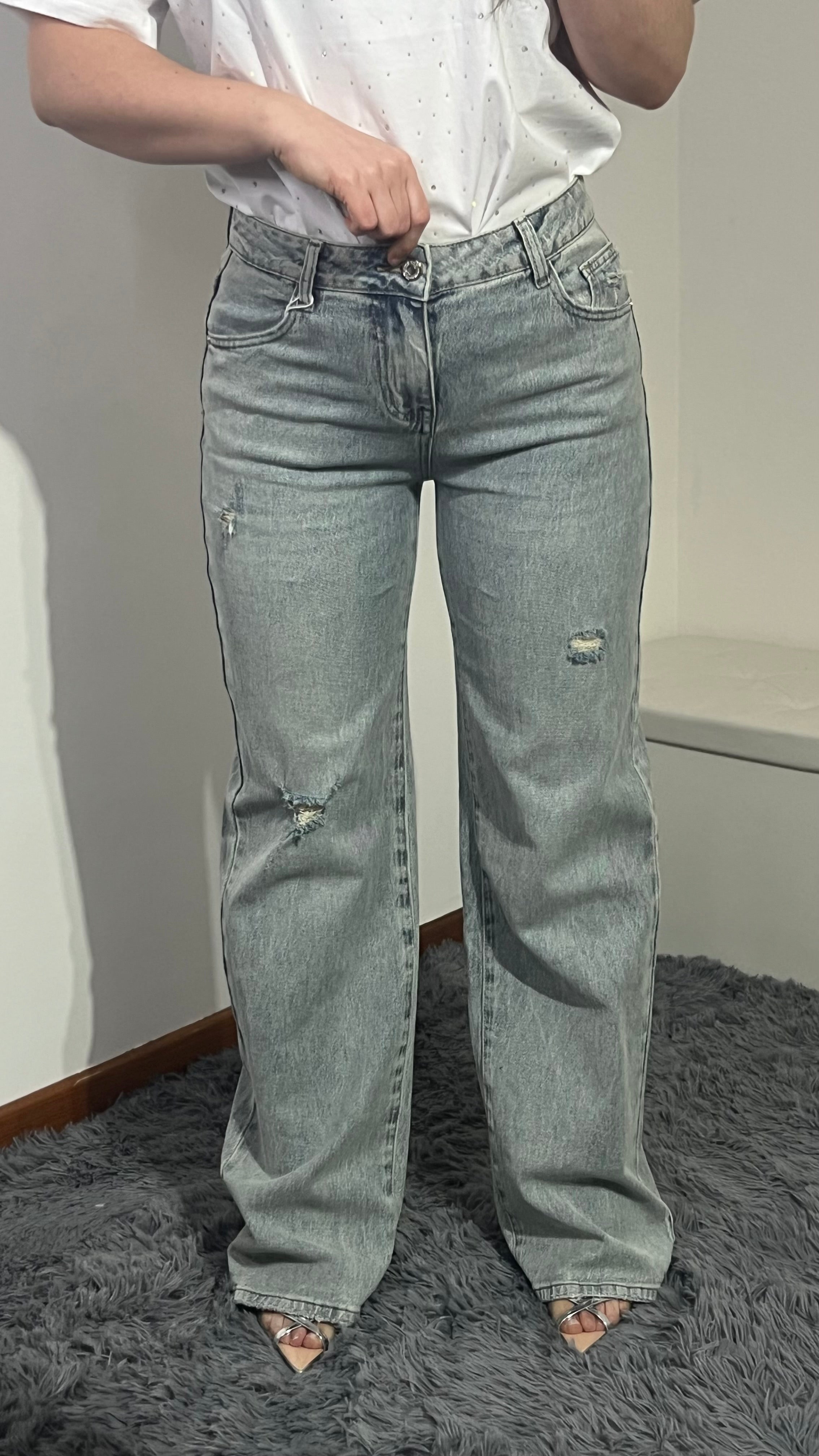 Jeans palazzo sabbiato