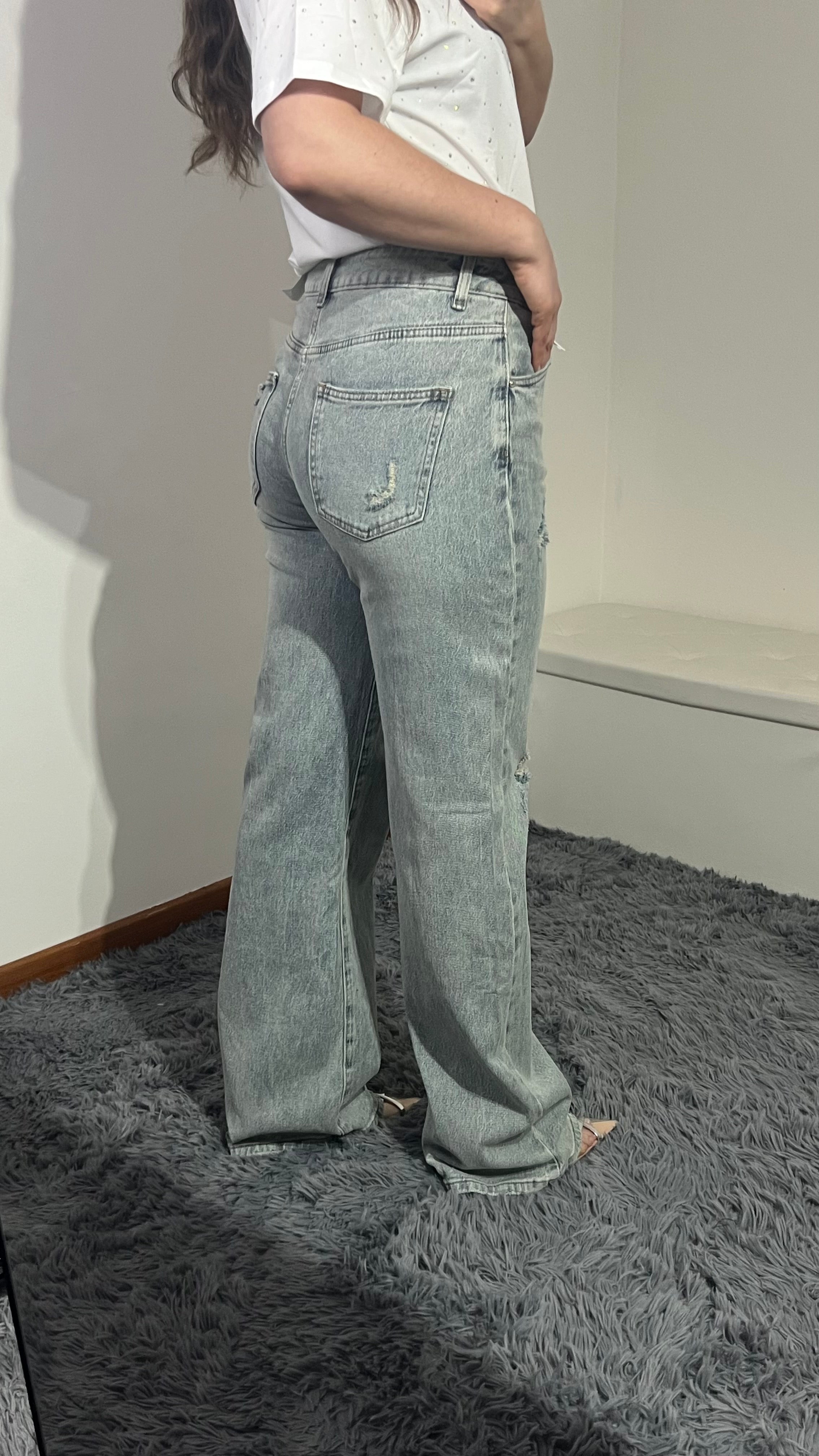 Jeans palazzo sabbiato