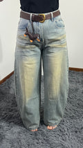 Jeans Bassotto Wide Leg con cintura