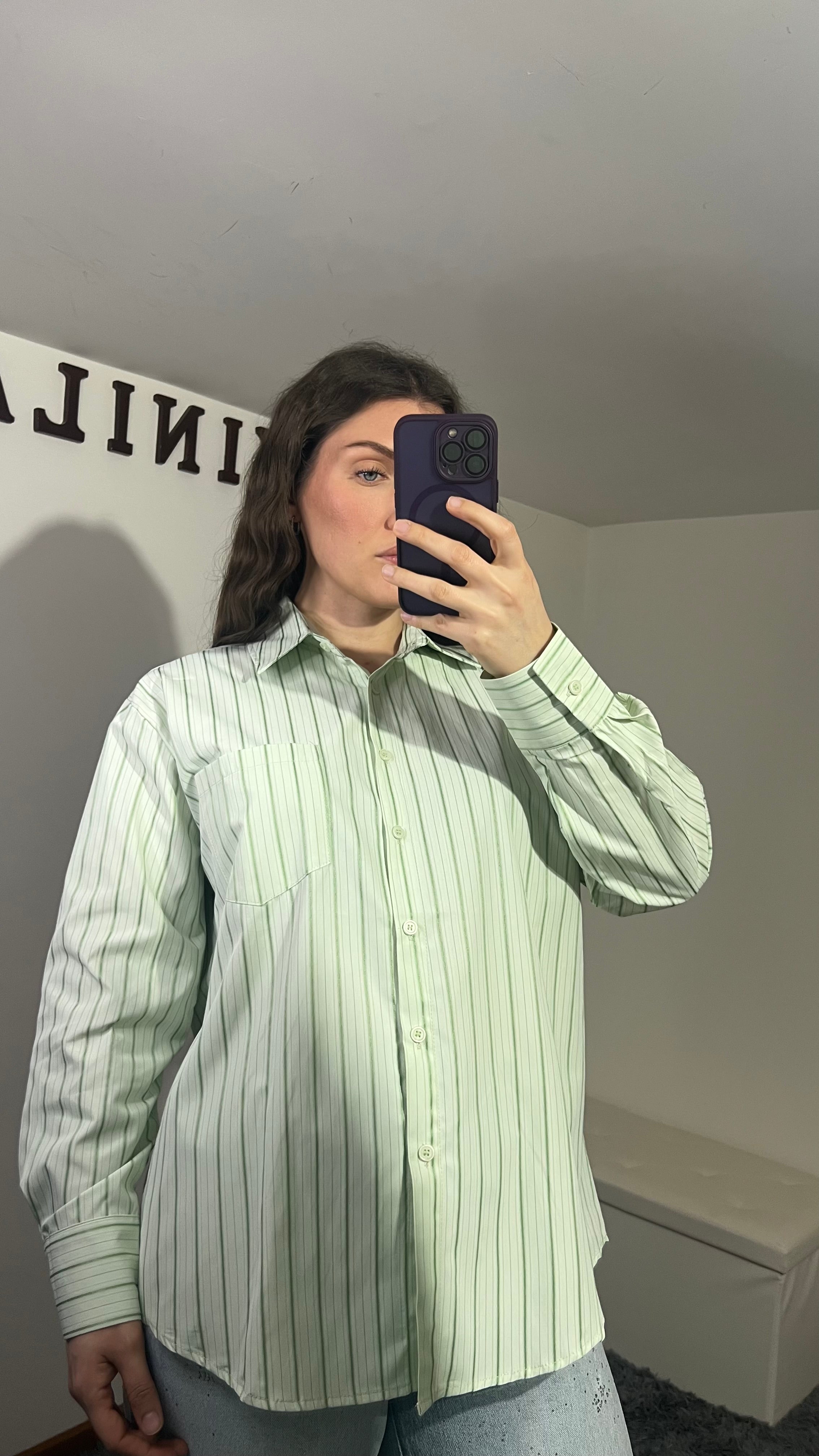 Camicia a righe verde