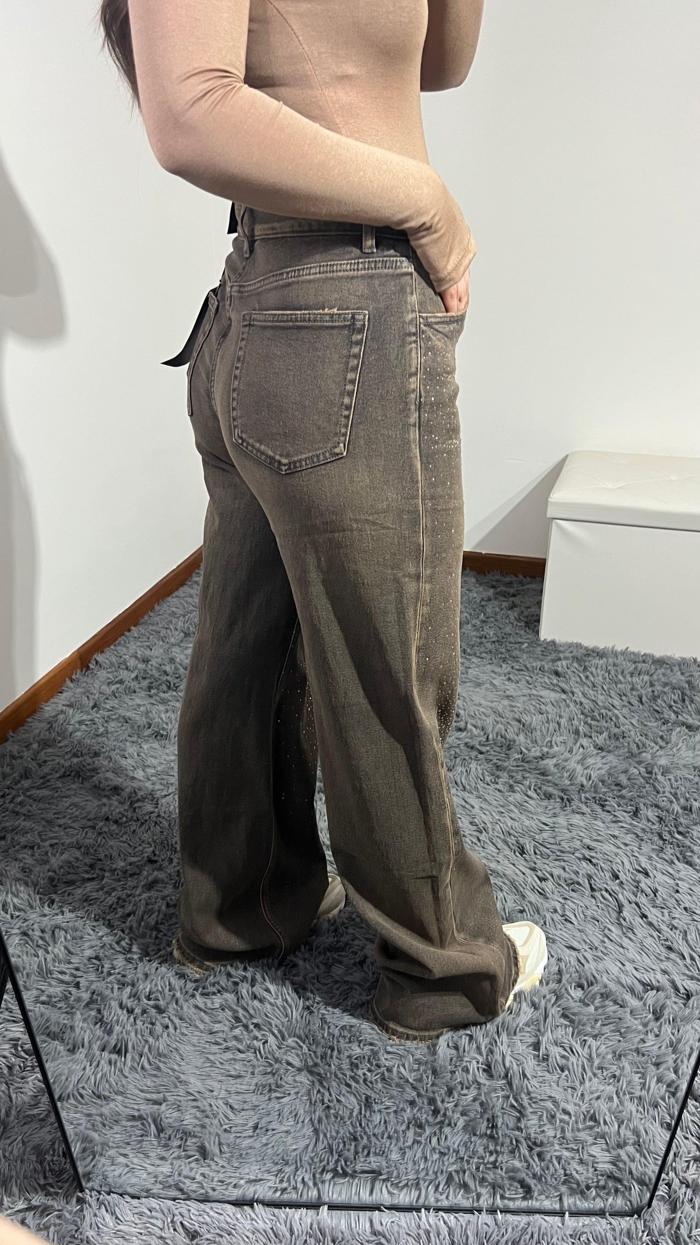 Jeans sfumato strass