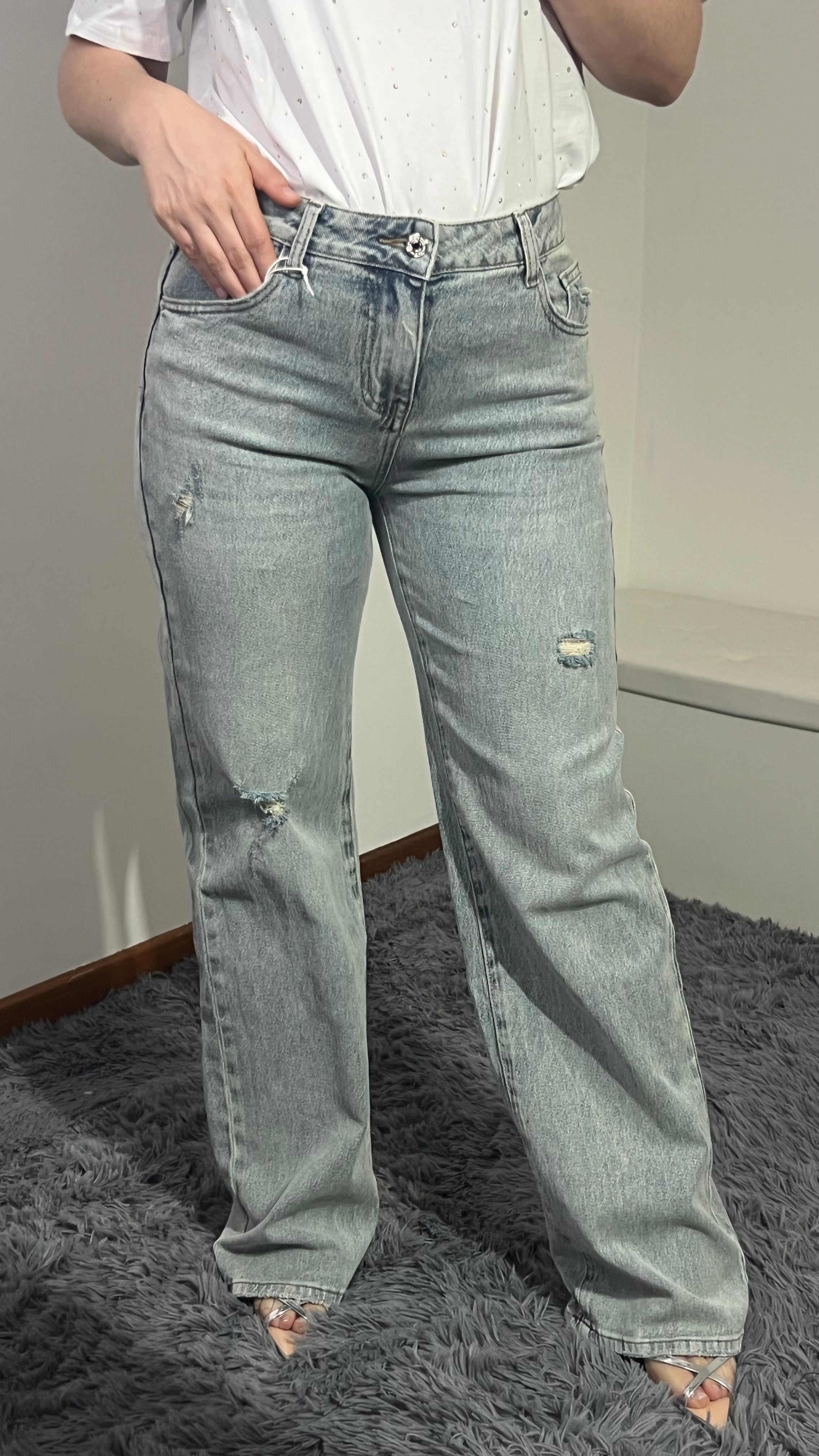 Jeans palazzo sabbiato