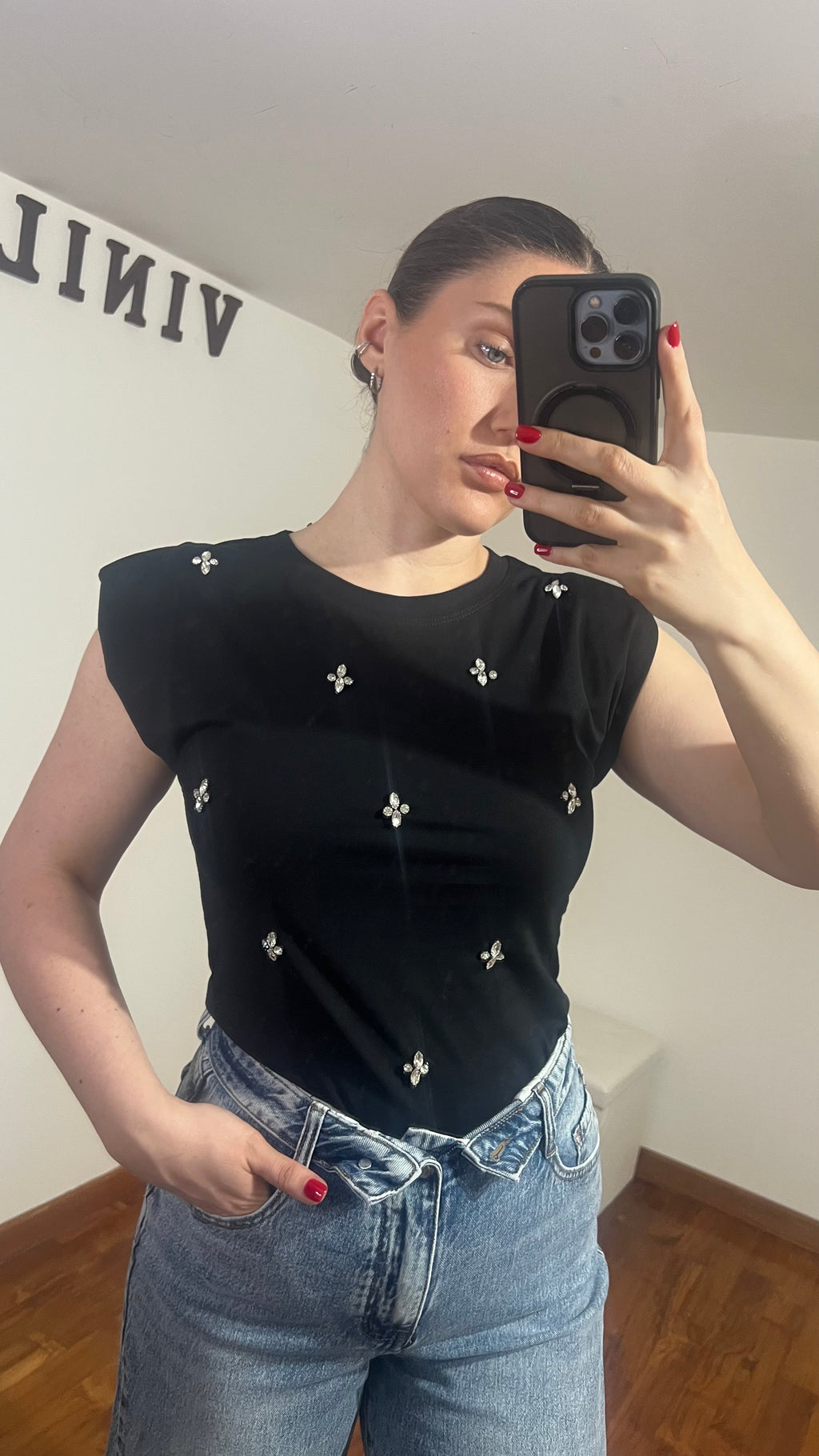 MAGLIA DIAMANTI CON SPALLINA