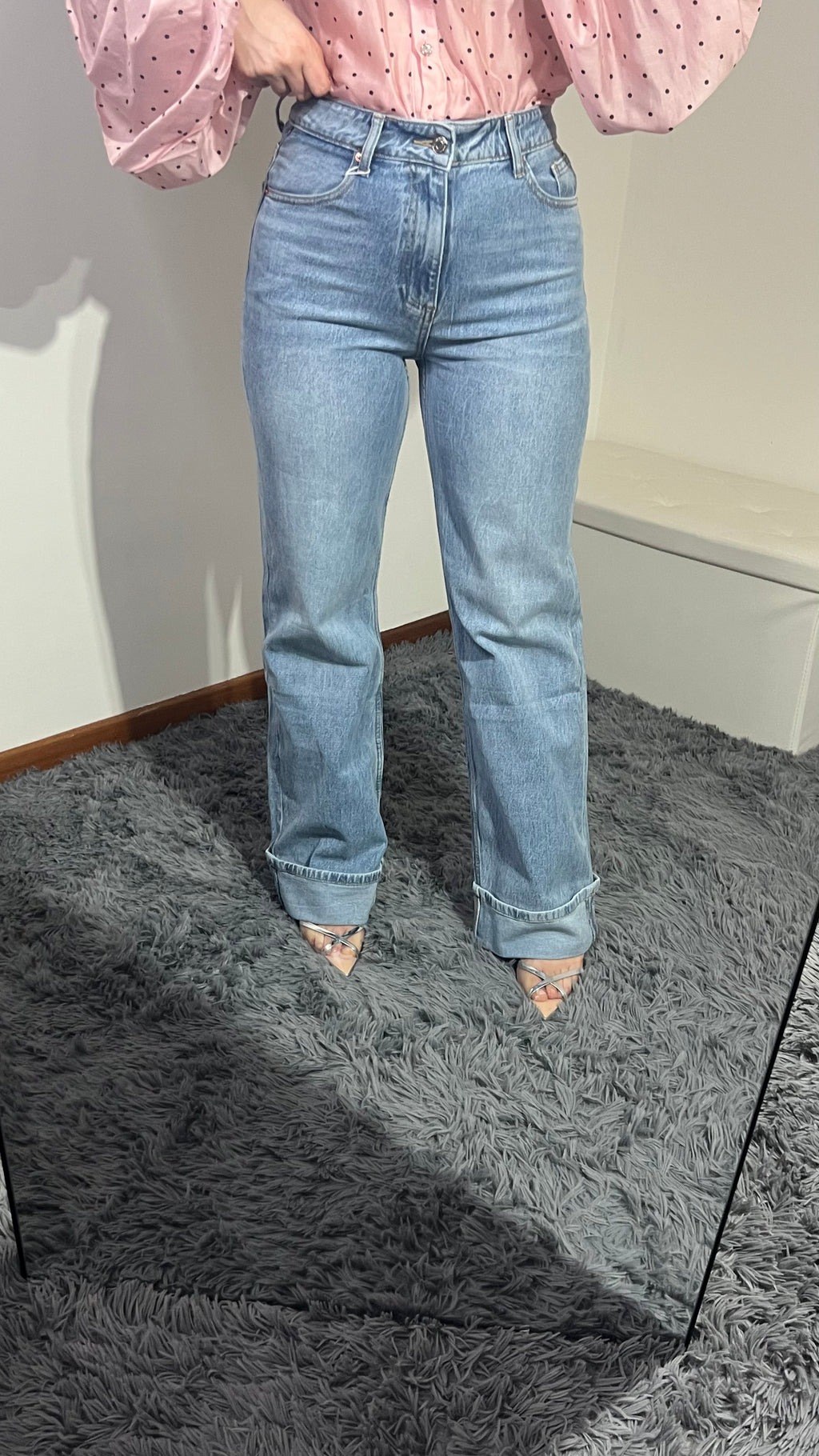 Jeans Mari super vita alta con pieghe
