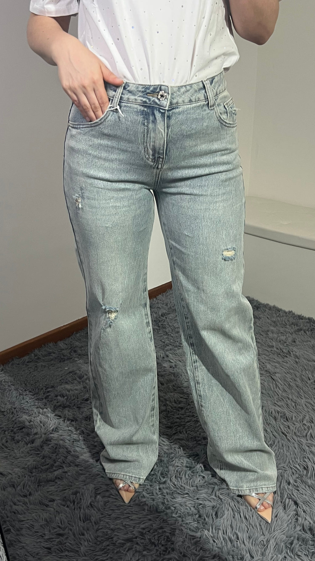 Jeans palazzo sabbiato