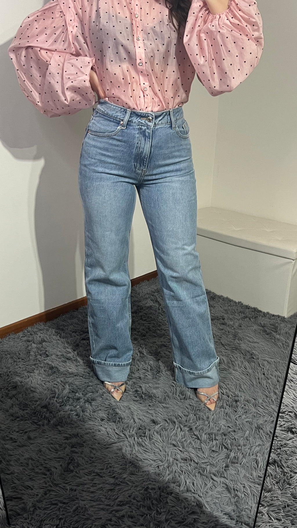 Jeans Mari super vita alta con pieghe