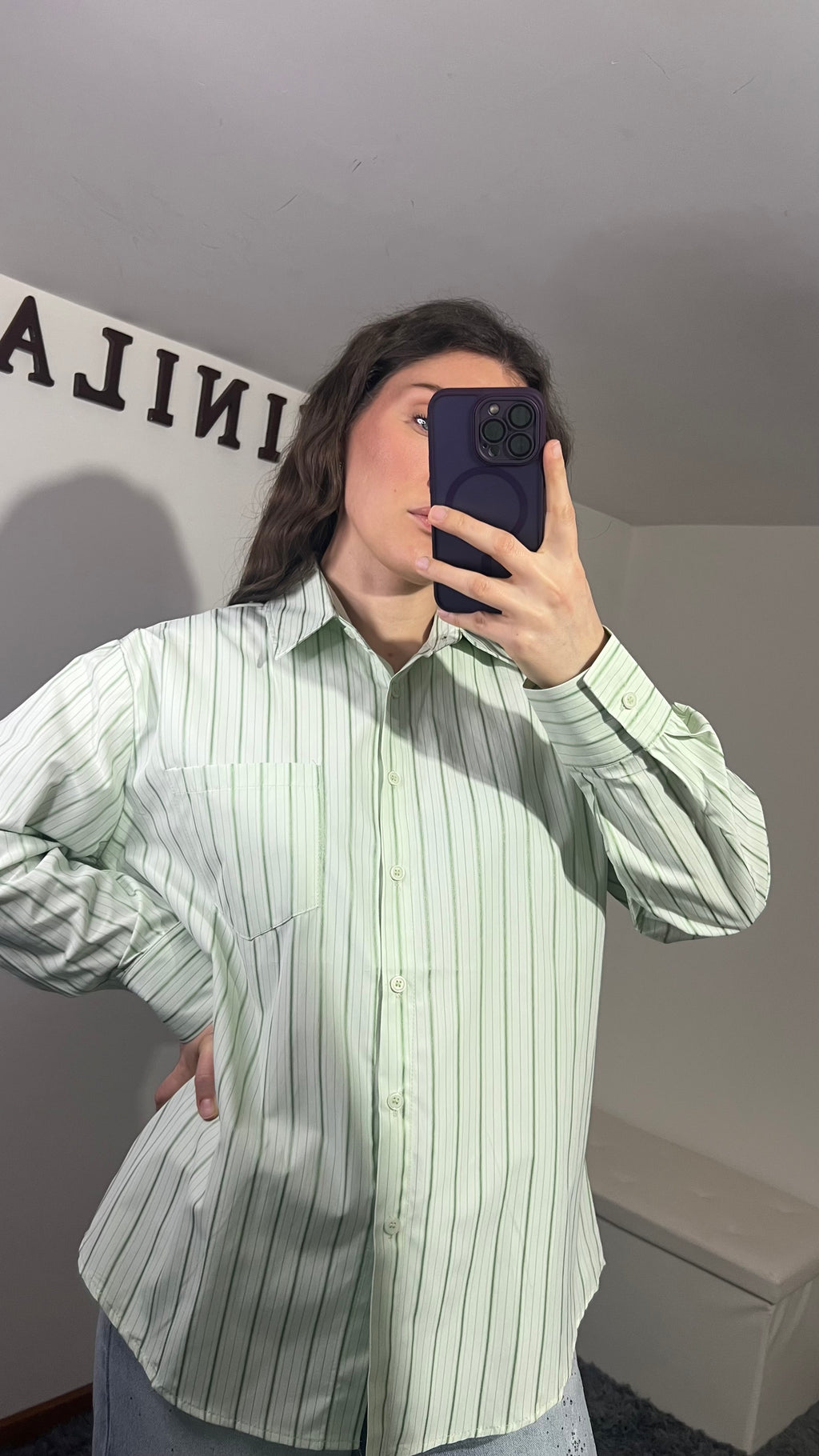 Camicia a righe verde