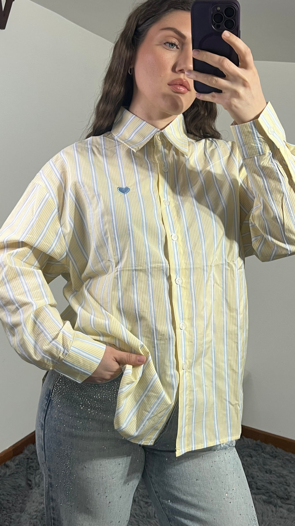Camicia a Righe con Cuore vari colori