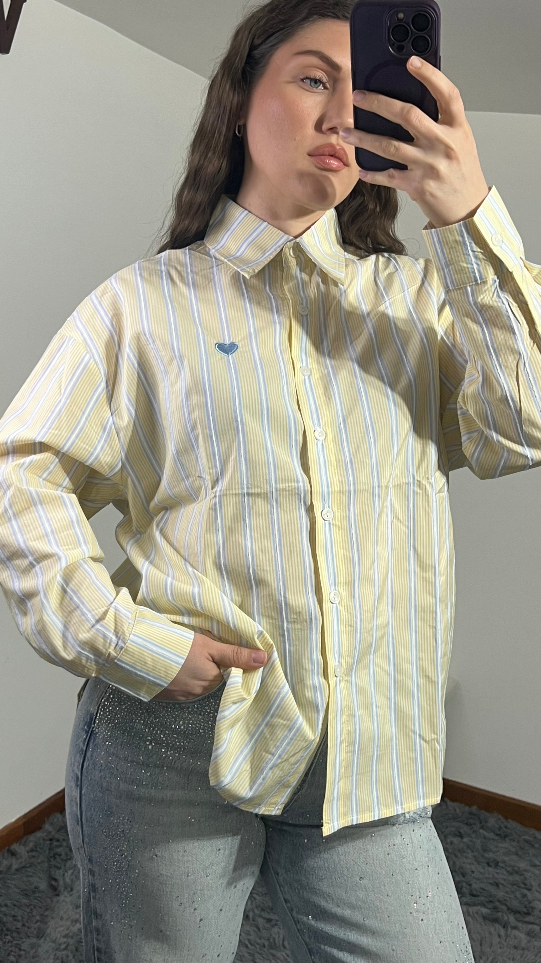 Camicia a Righe con Cuore vari colori