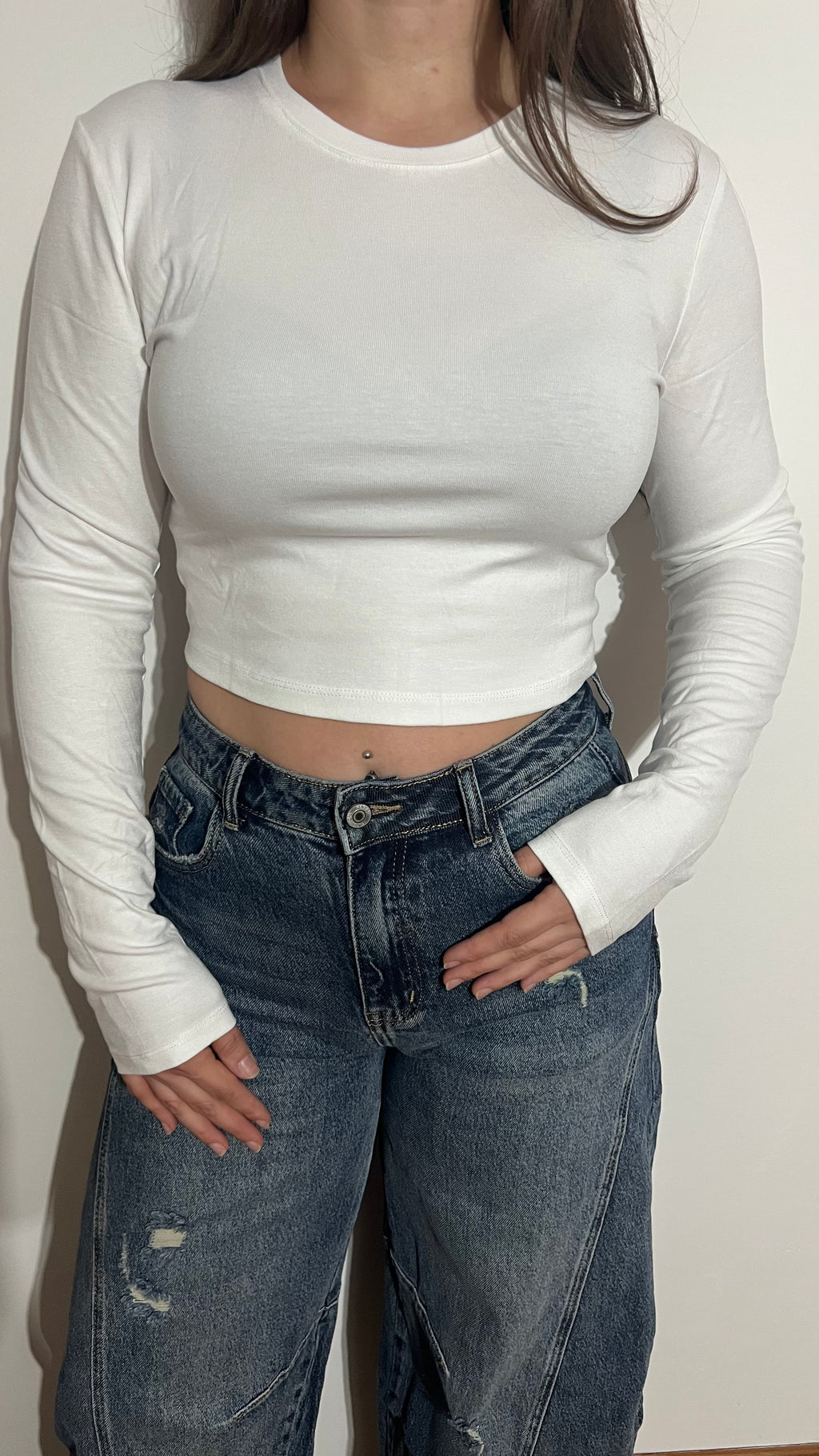 Maglia crop maniche lunghe