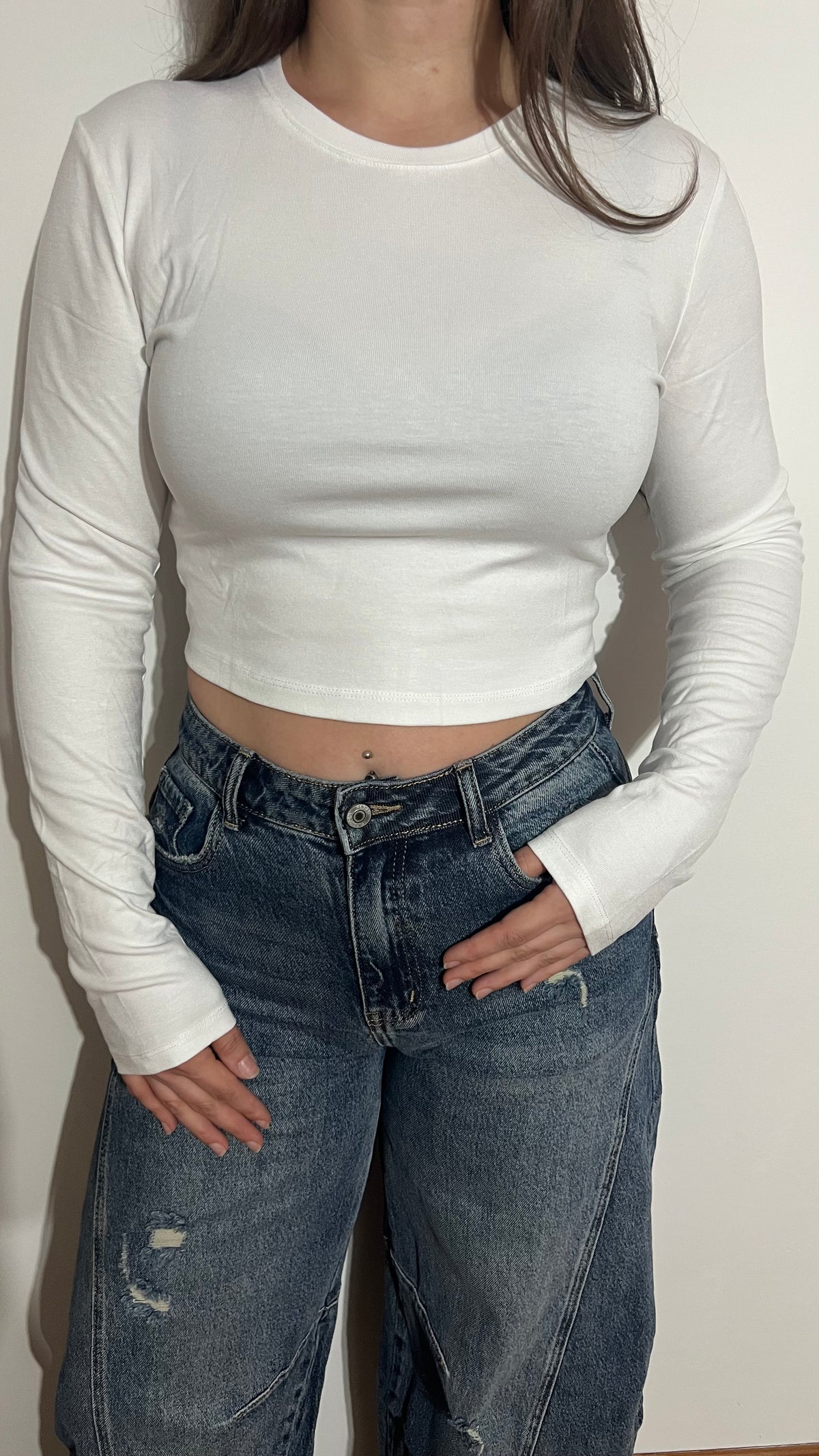 Maglia crop maniche lunghe