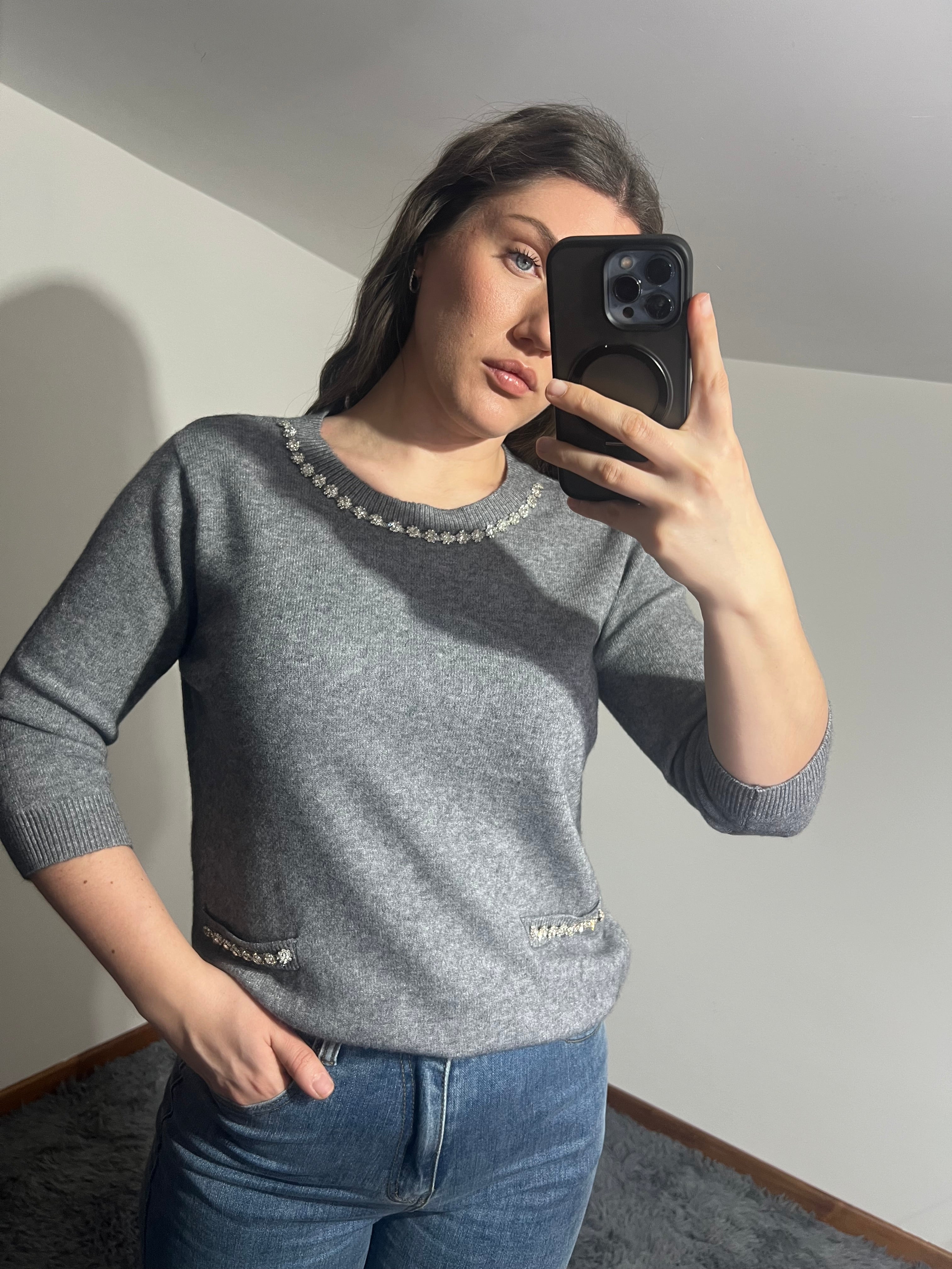 Maglioncino 3/4 strass