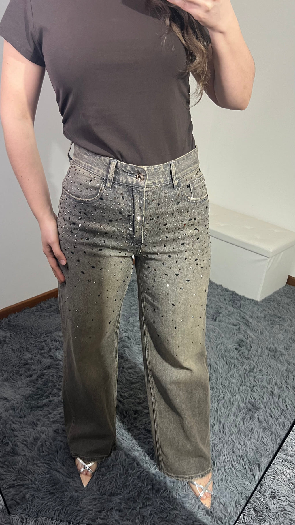 Jeans Soraya marrone sfumato gioiello