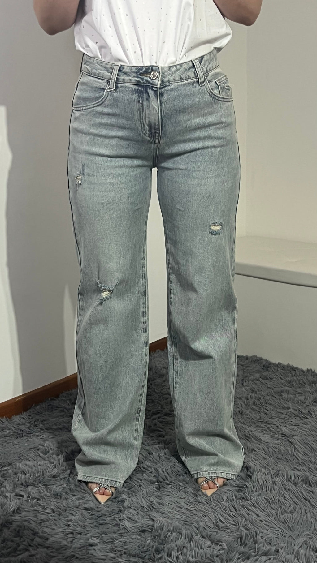 Jeans palazzo sabbiato