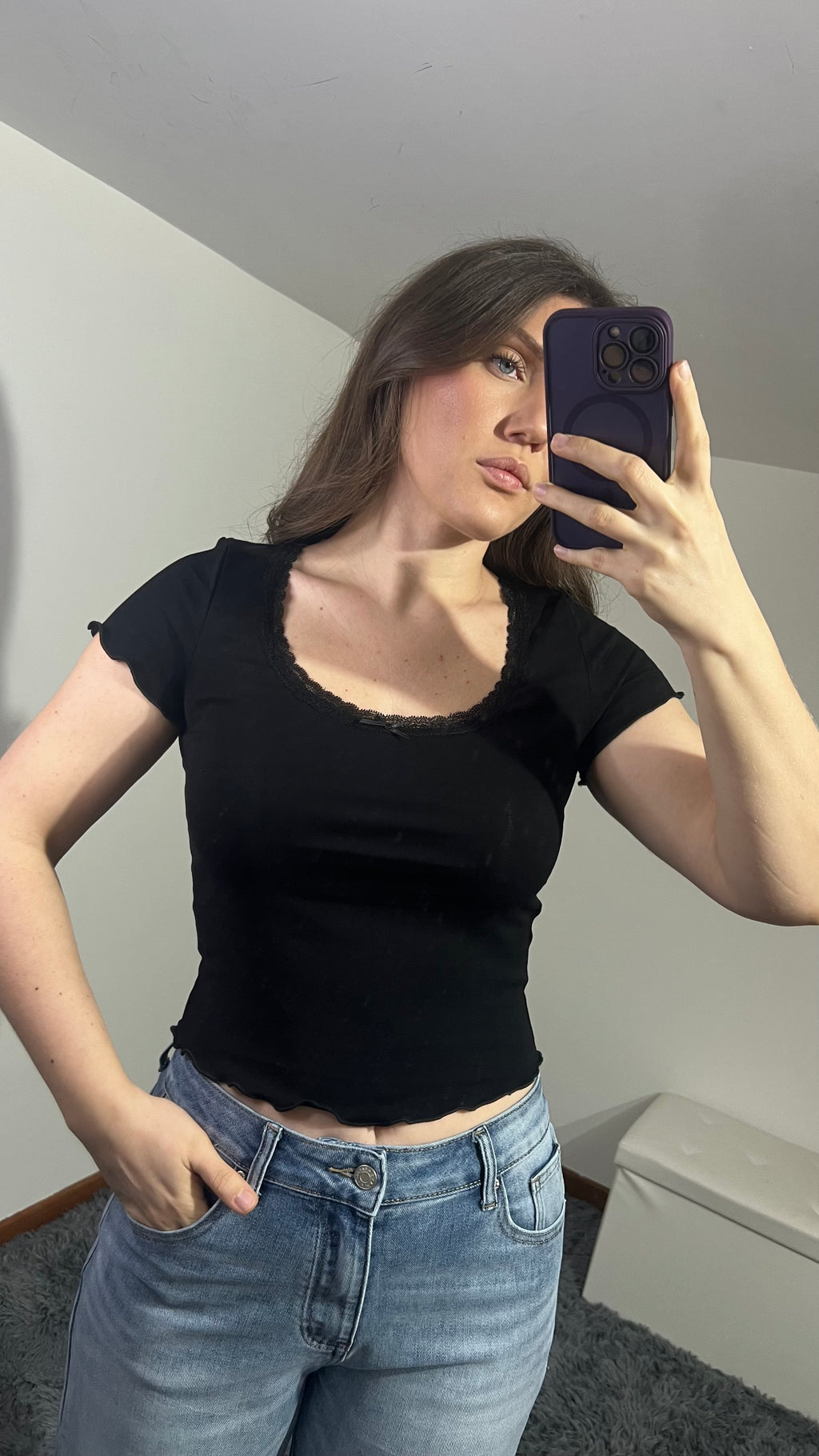 Maglia crop fiocchetto