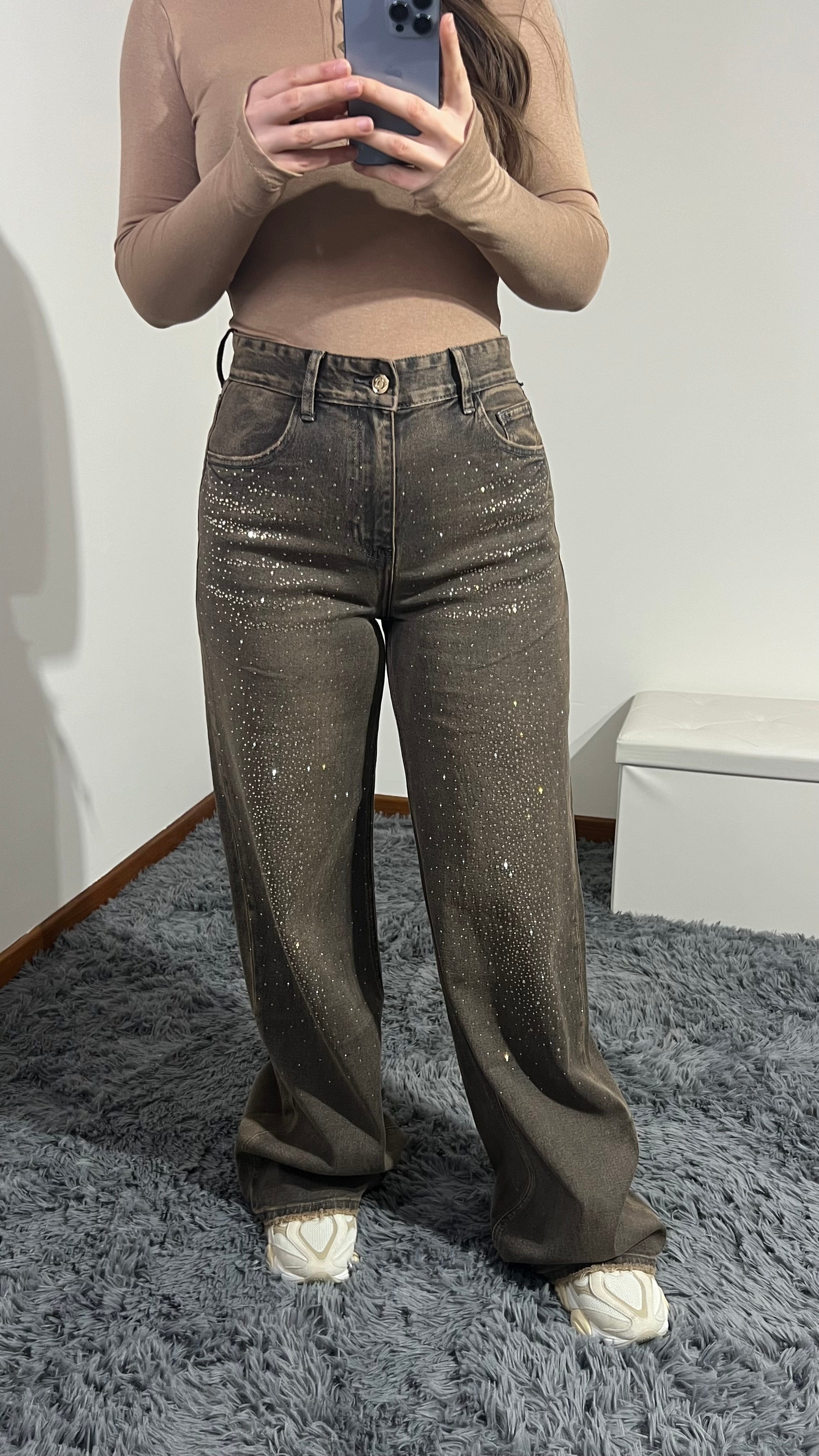 Jeans sfumato strass