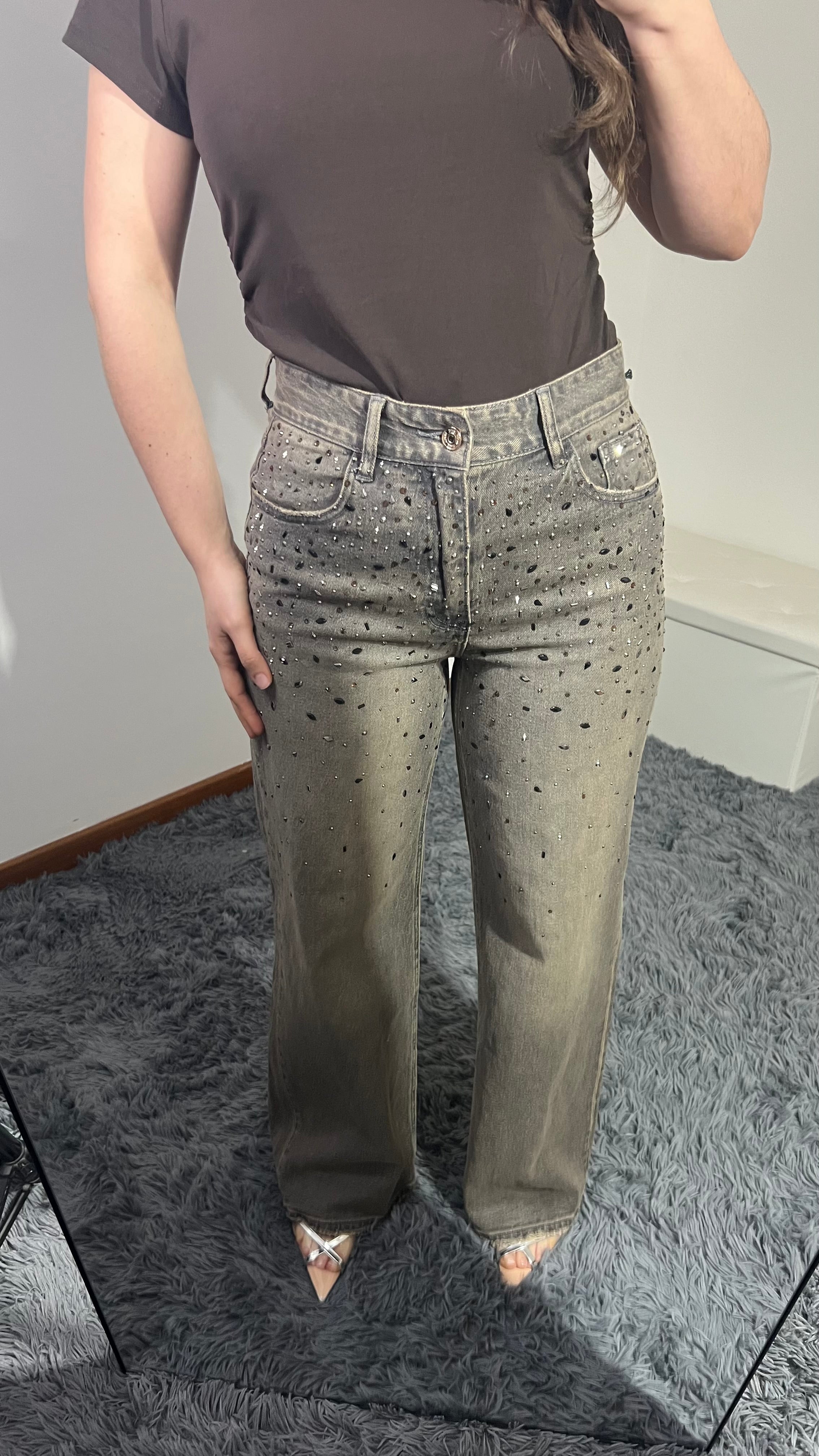 Jeans Soraya marrone sfumato gioiello
