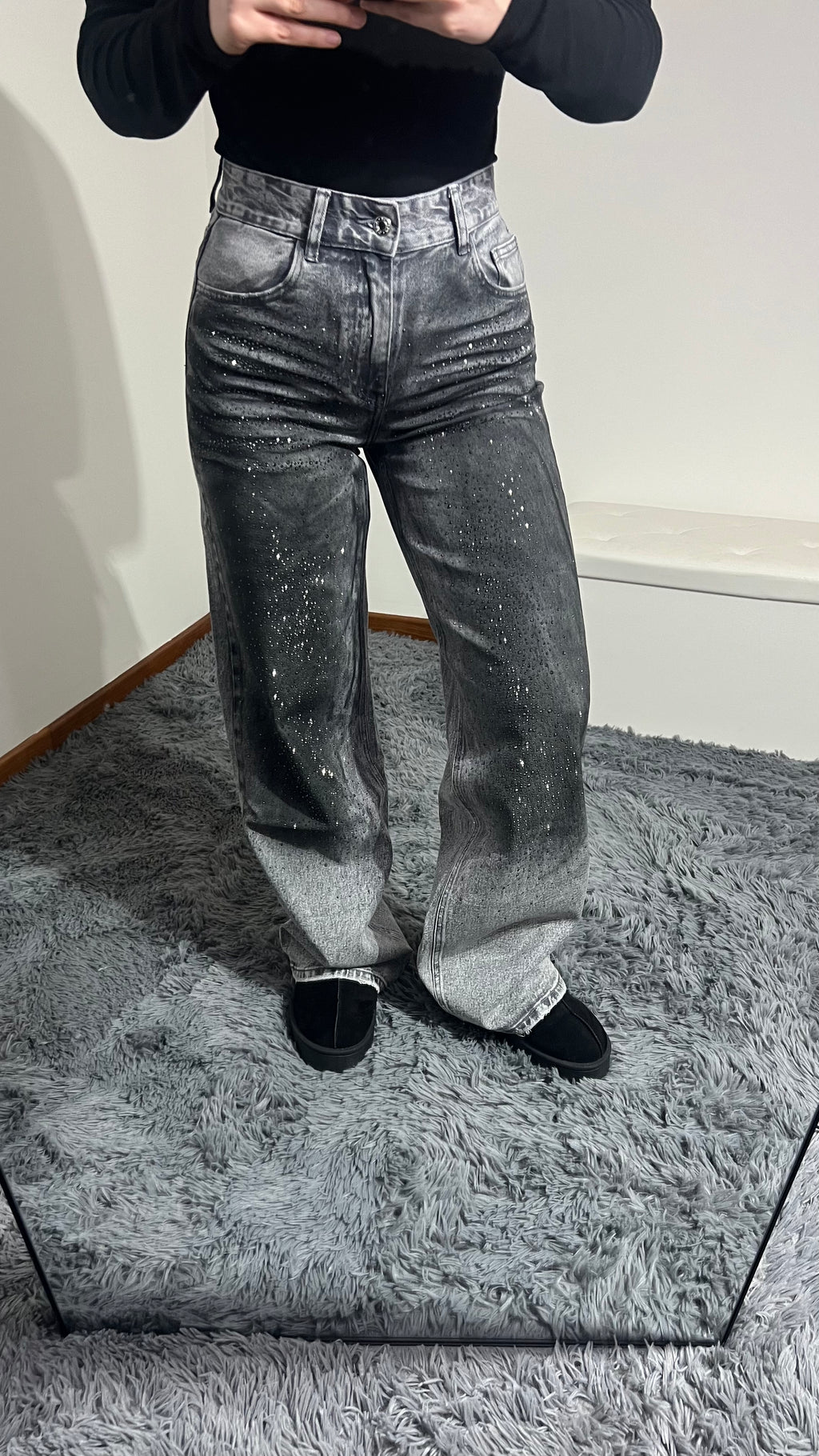 Jeans grey strass