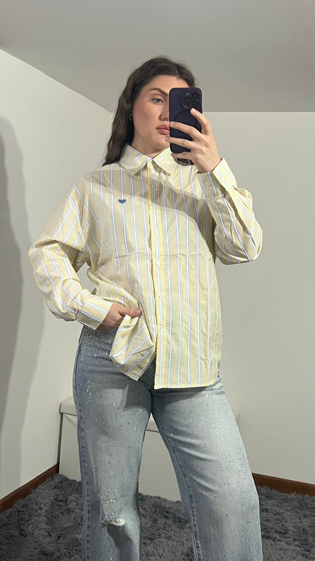 Camicia a Righe con Cuore vari colori