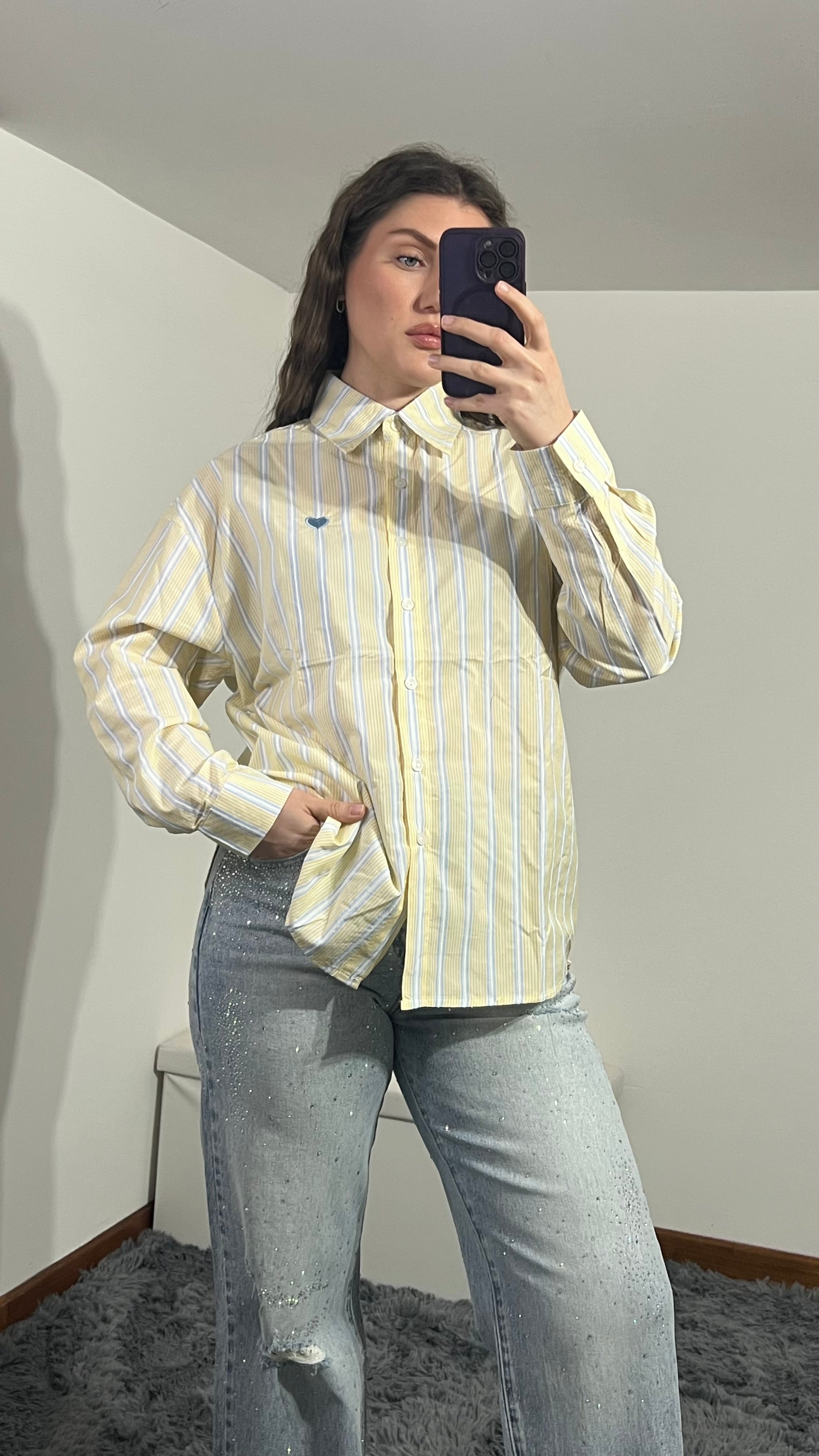 Camicia a Righe con Cuore vari colori