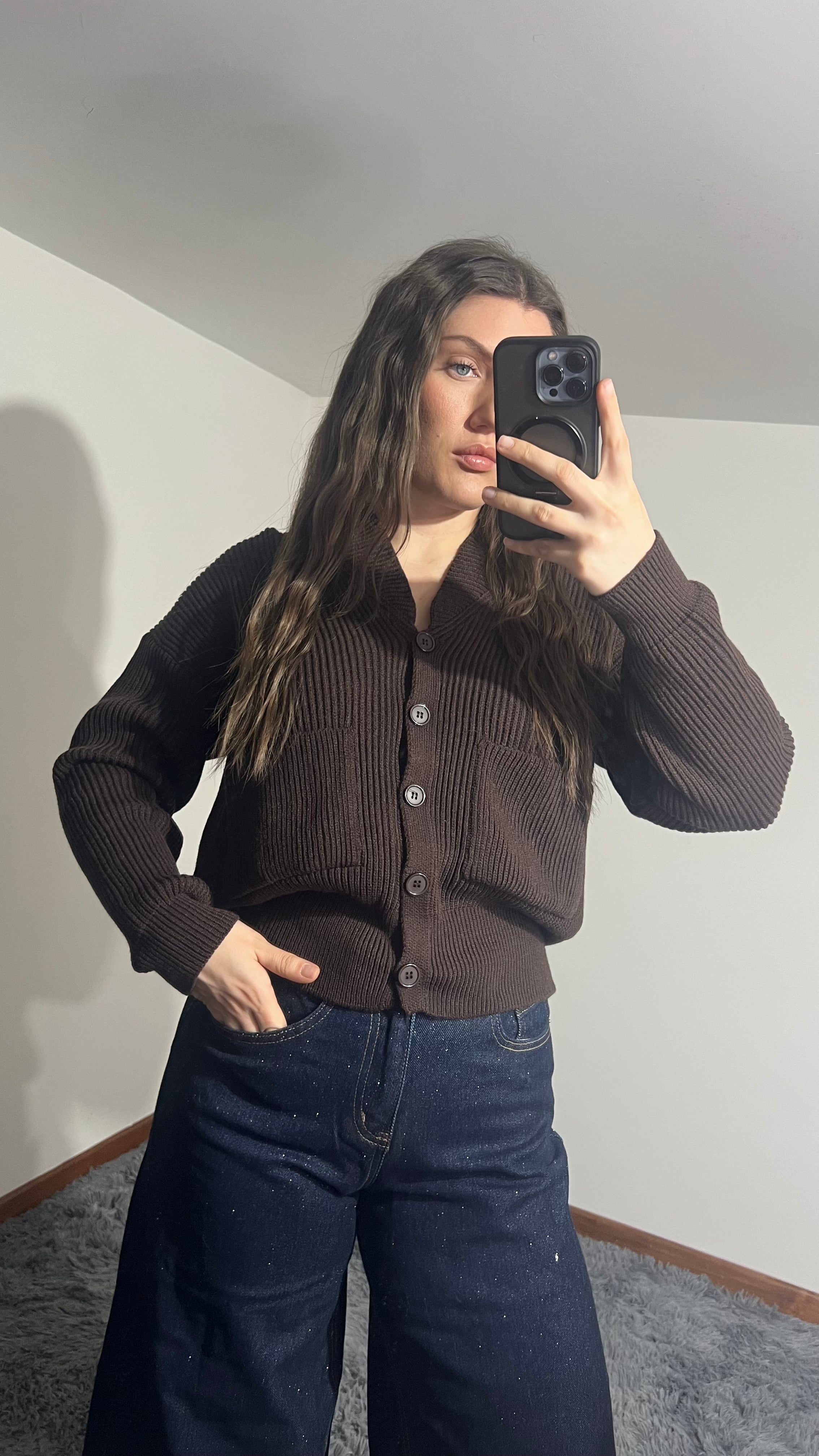 Pull cardigan con scollo