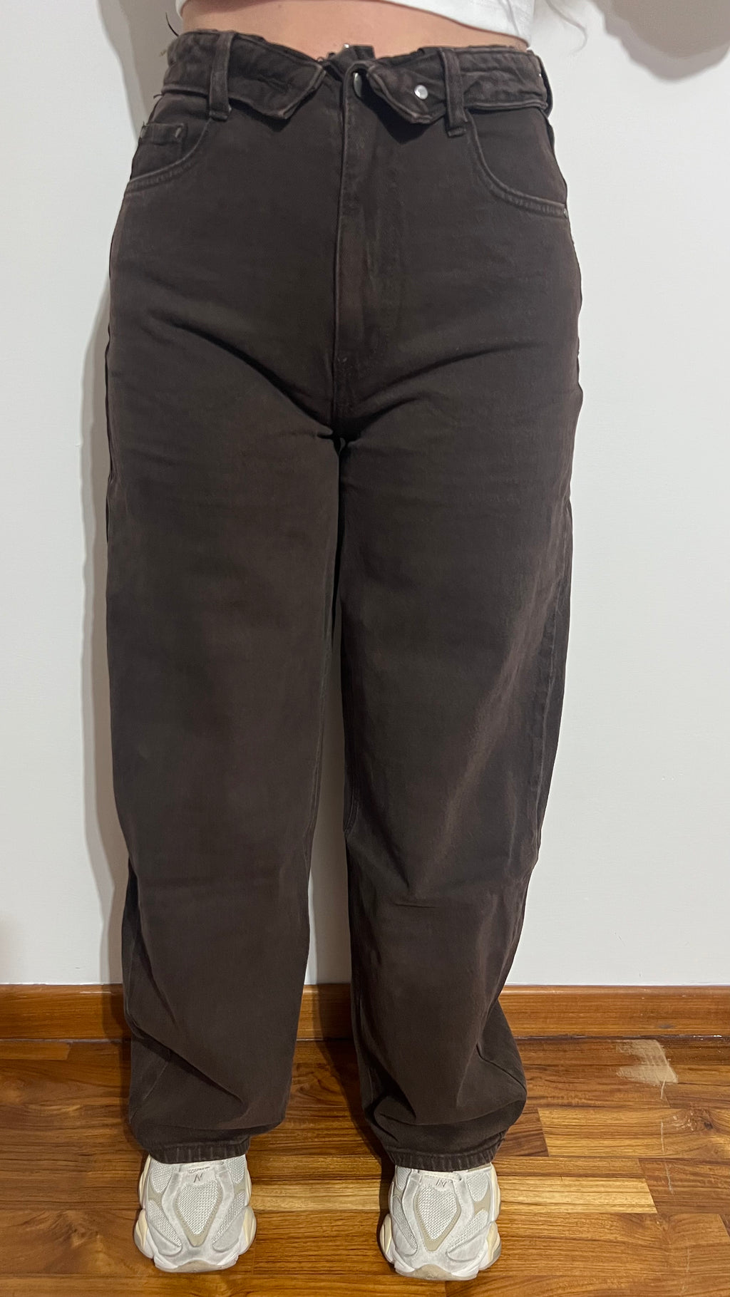 Jeans marrone risvolto