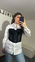 Corsetto in pizzo nero e bianco