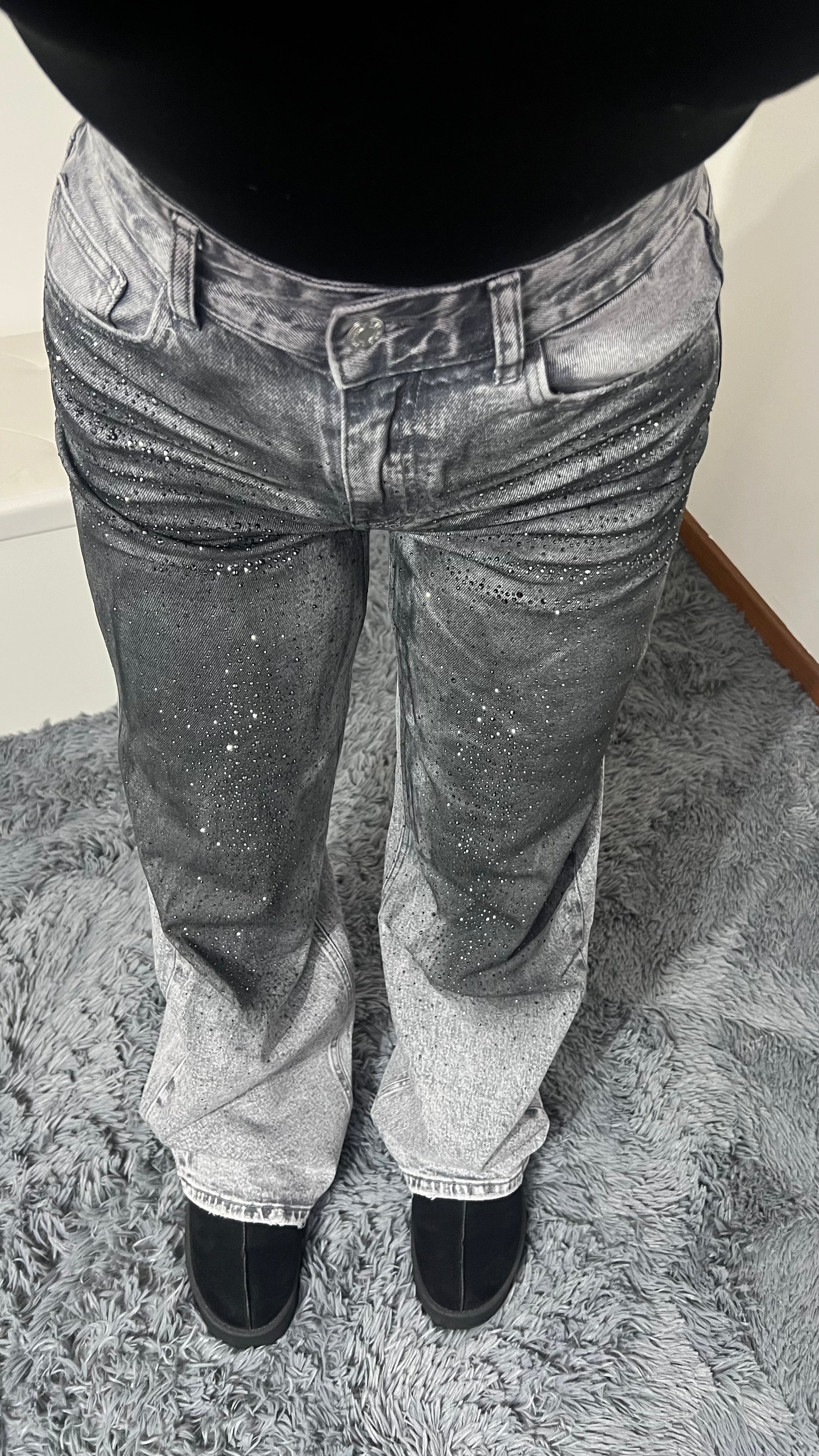 Jeans grey strass