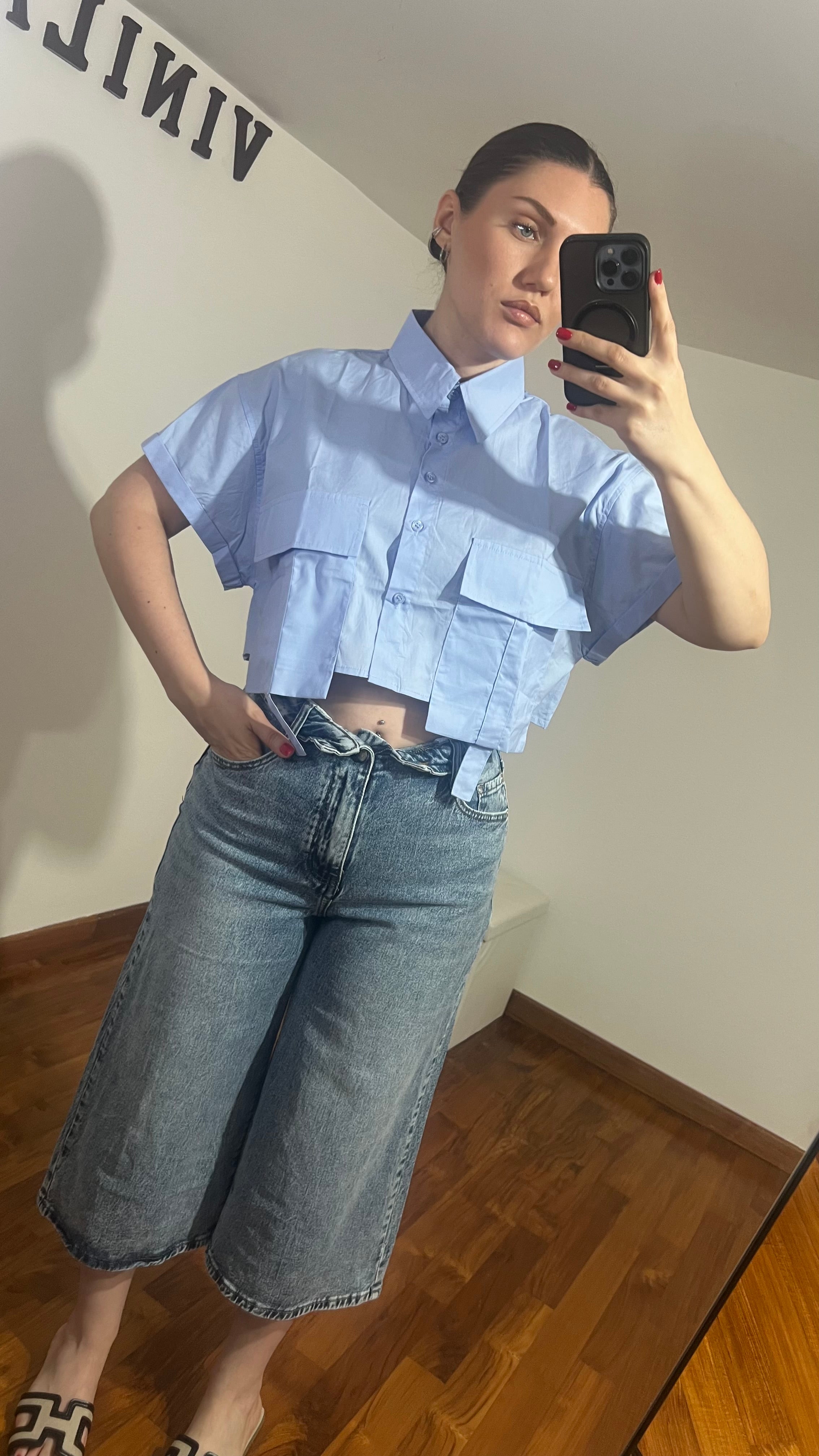 CAMICIA CROP MEZZA MANICA