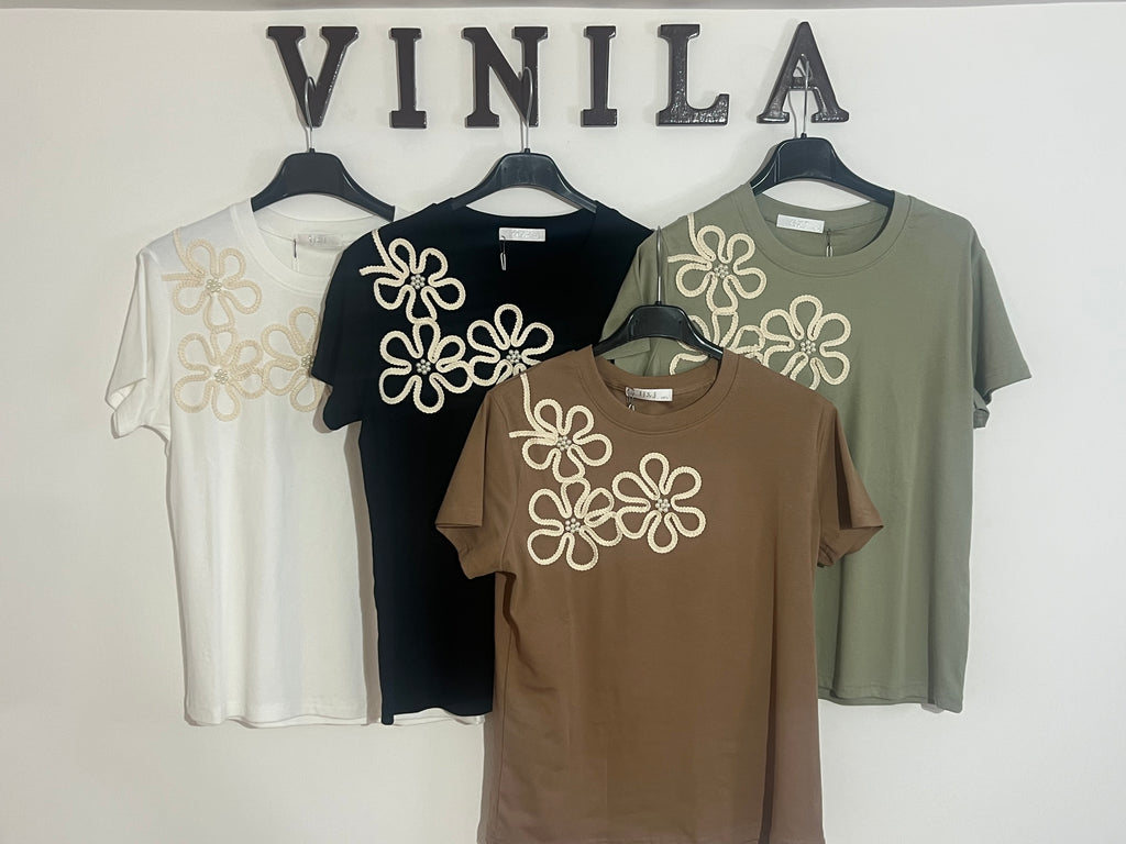 T-SHIRT FLOWER RICAMO