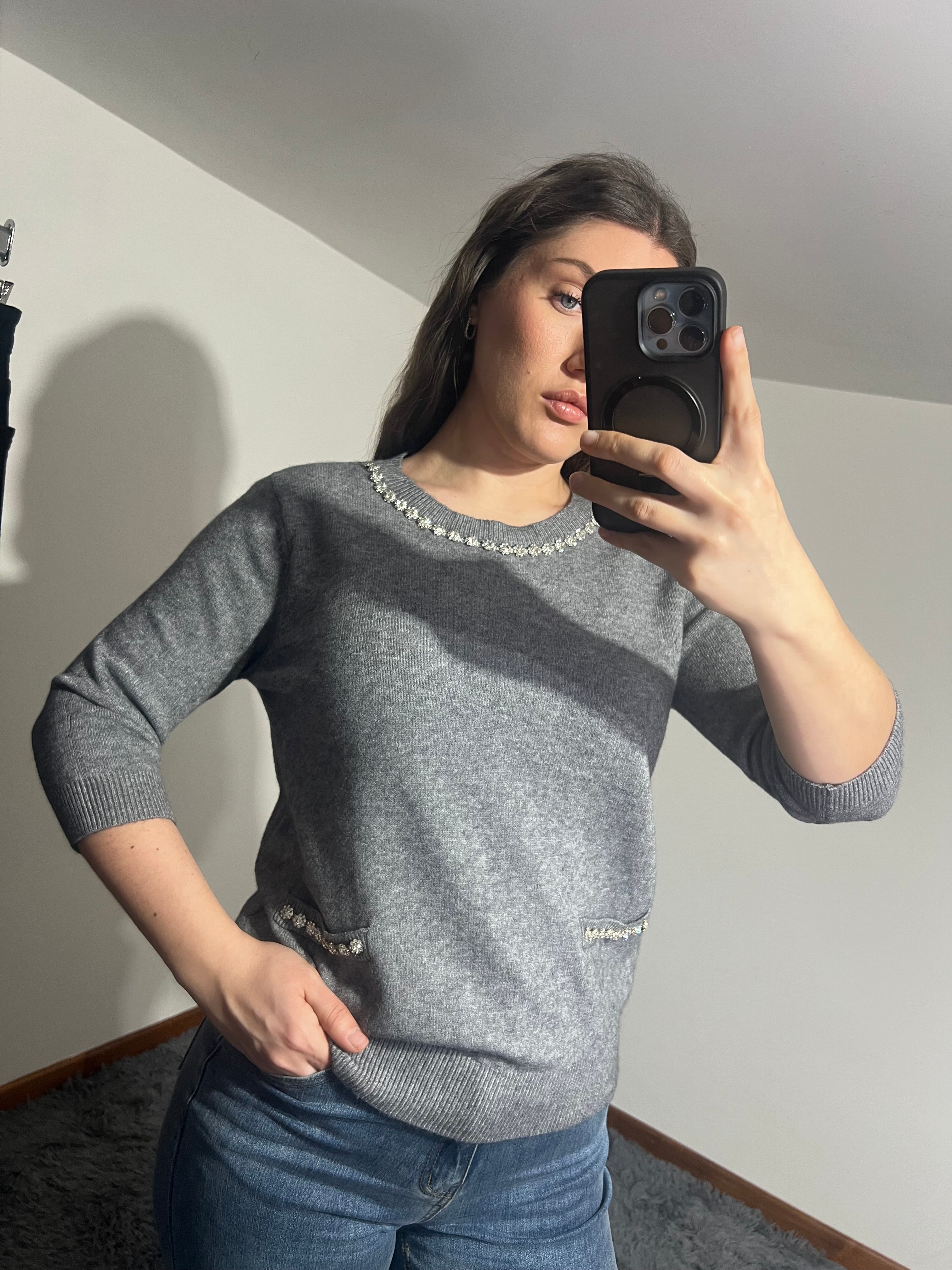 Maglioncino 3/4 strass