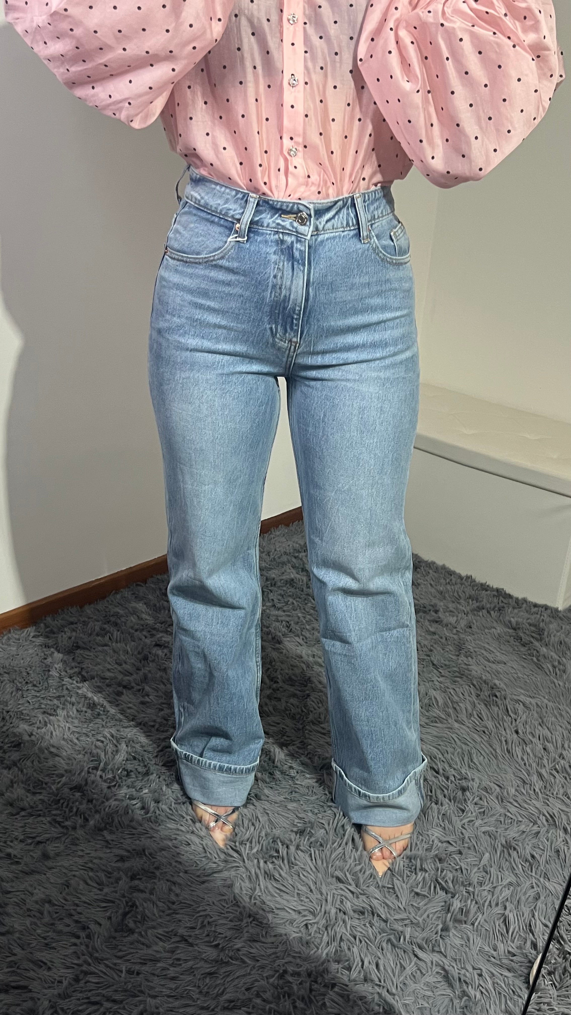 Jeans Mari super vita alta con pieghe