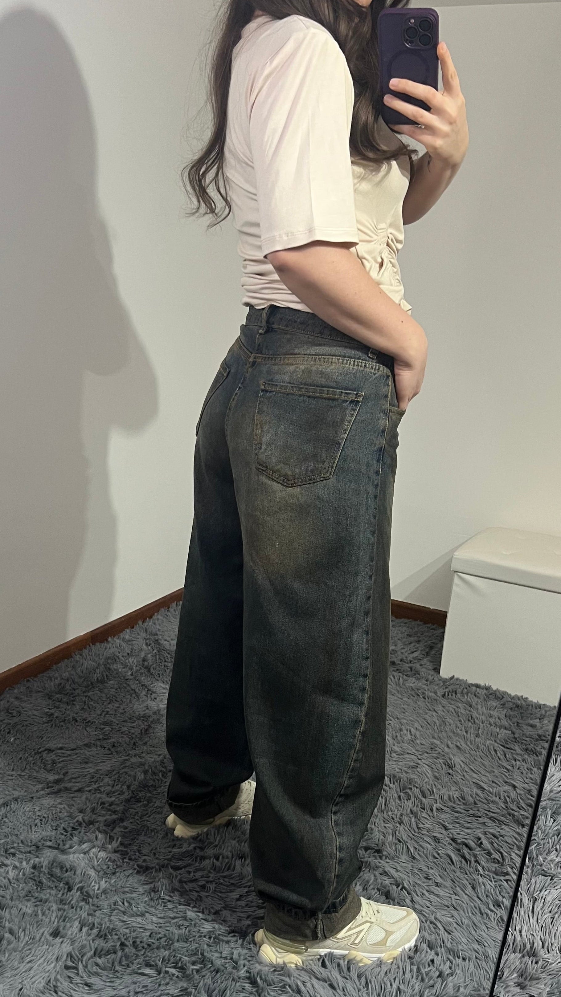 Jeans Megan balloon con pieghe